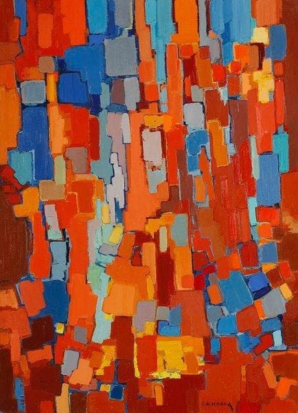Claude CANDELA (1924-2001)
La cascade, 1959 Huile sur toile. Signée en bas à droite. Signée, datée et titrée au dos. Petits manques. 100 x 73 cm