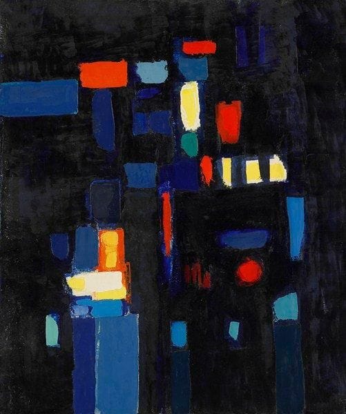 Claude CANDELA (1924-2001)
Le port la nuit n°20, 1978 Huile sur toile. Signée, datée et titrée au dos. 55 x 46 cm