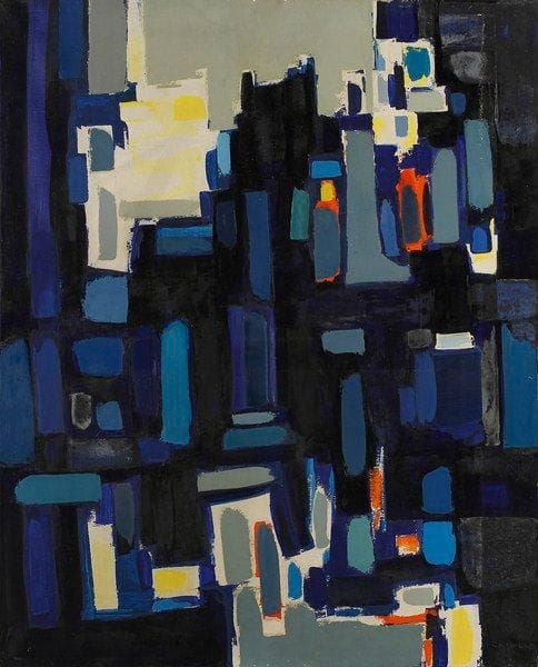 Claude CANDELA (1924-2001)
La rade la nuit, 1979 Huile sur toile. Signée en bas à droite. Signée, datée et titrée au dos. 100 x 73 cm Exposition: salon des indépendants, 1979. Non figuratifs.