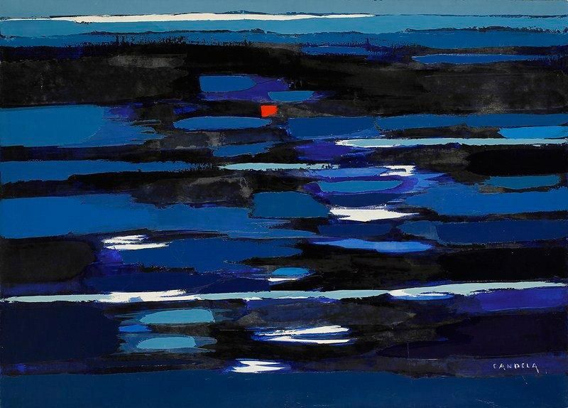 Claude CANDELA (1924-2001)
L'aube, vers 1980 Huile sur toile. Signée en bas à droite. Signée et titrée au dos. 73 x 100 cm Exposition: salon des indépendants, 1980. Non figuratifs.