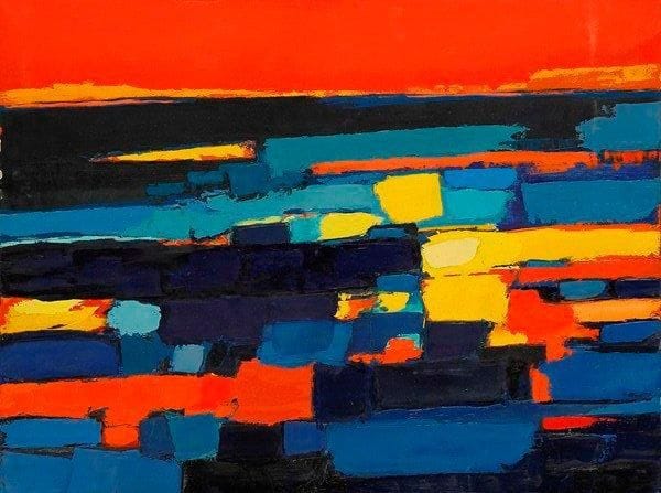 Claude CANDELA (1924-2001)
Mer et soleil, 1982 Huile sur toile. Signée, datée et titrée au dos. Petits manques. 45 x 61 cm