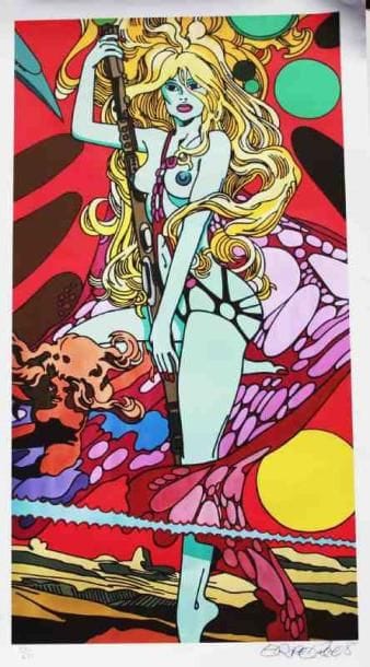 Erro (né en 1932)
La femme bleue Sérigraphie. Signée en bas à droite. Tirage à 60 exemplaires. 110 x 58 cm 9 exemplaires proposés. Seront divisés.