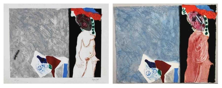 Henri Guibal (né en 1947)
La toilette Gravure au carborundum. Collage et rehauts de peinture. Signée en bas à droite. Tirage à 50 exemplaires. 50 x 65 cm 2 versions. 4 exemplaires proposés. Seront divisés.