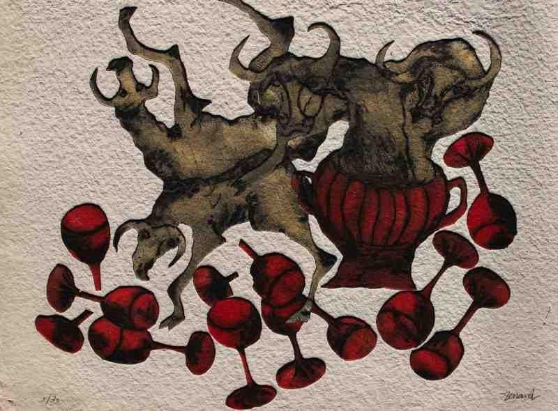 Emmanuel Renard (né en 1963)
Rouge Gravure au carborundum. Signée en bas à droite. Tirage à 30 exemplaires. 57 x 76 cm 16 exemplaires proposés. Seront divisés.