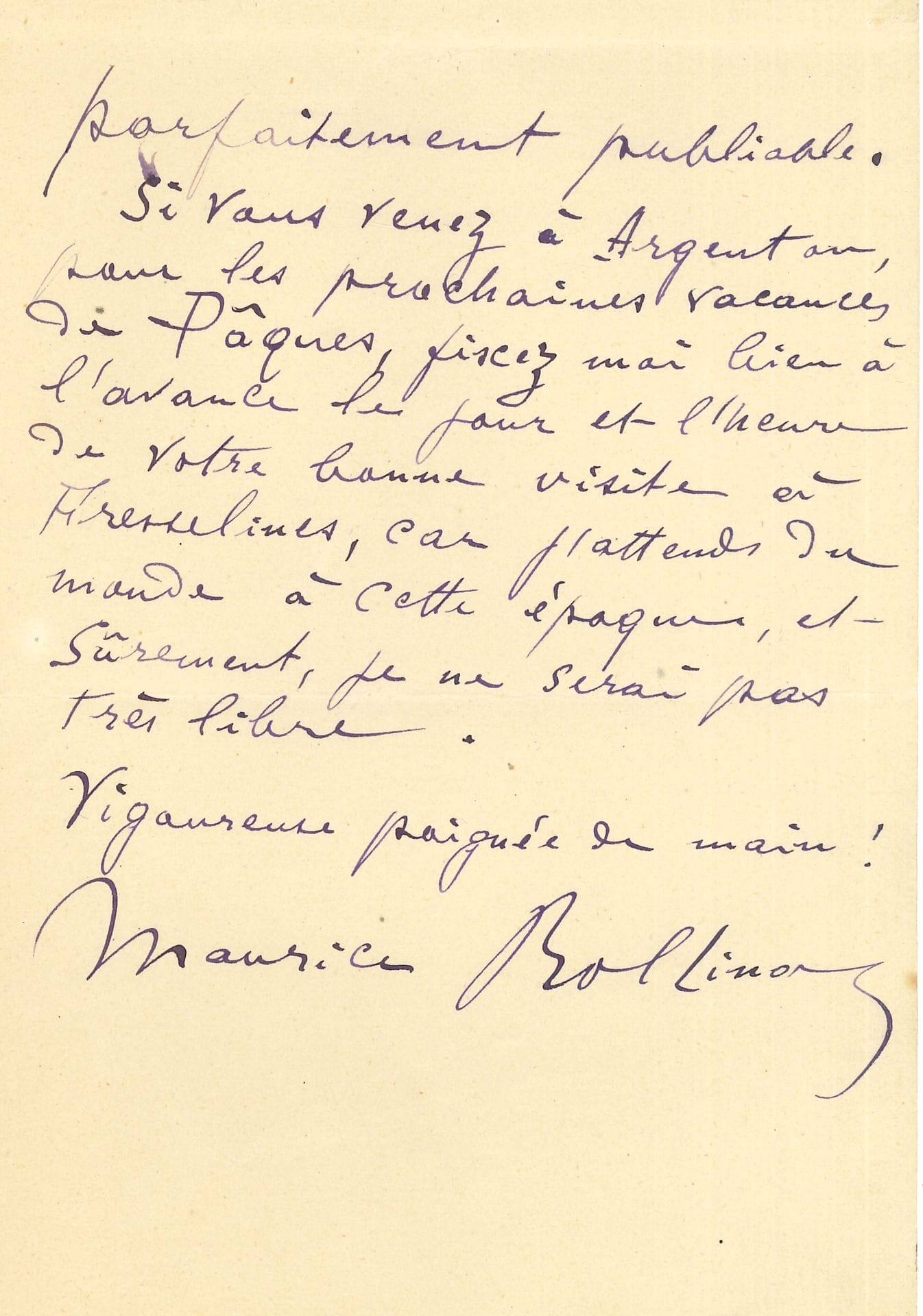 Maurice ROLLINAT (1846-1903). L.A.S., Fresselines October 5, 1913, to a poet; 2 pages in-8.

  Beautiful letter of poetic advice written a few days before his death on October 26. My dear Poet, accept all my compliments for your beautiful verses, unfortunately damaged by the bre of sombre and the insufficient rhyme of maudit with bruised: you see that I speak to you frankly! Remove from your manuscript all the little defects of the kind of this one, and it will be better than so many others, perfectly publishable. If you come to Argenton, for the next Easter vacations, let me know well in advance the day and hour of your good visit to Fresselines, because I expect people at that time, and surely, I will not be very free "...

