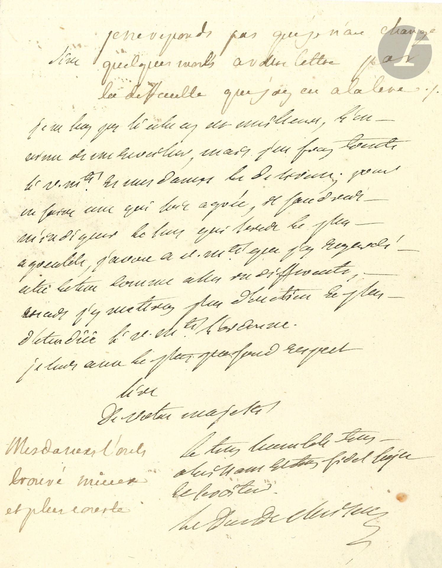 Étienne-François, duc de CHOISEUL (1719-1785) minister of foreign affairs. L.A.S. to Louis XV, with autograph notes from LOUIS XV, and L.A.; 1 page in-4 each.

  Choiseul addressed to the King a model letter for the King of Denmark: "Monsieur mon frère, avant que de connaître V. Mté I wished to show her the respect and the attention which are due to her rank [...] I wish very sincerely that V. Mté remembers the pleasure I had to make acquaintance with her, of the interest that I will never cease to take in what is pleasant or glorious to her ".
  In his letter of sending Choiseul writes: "it would be necessary to indicate me the direction which would be pleasant, I admit to V M that I regarded this letter as rather indifferent but I will put there more unction and more extent if V. M. orders it"... 
 LOUIS XV annotates the letter with his hand: "I do not reply that I have not changed a few words in your letter because of the difficulty I had in reading it. Mesdames have found it better and shorter".
   
An old copy of these two pieces is attached.
