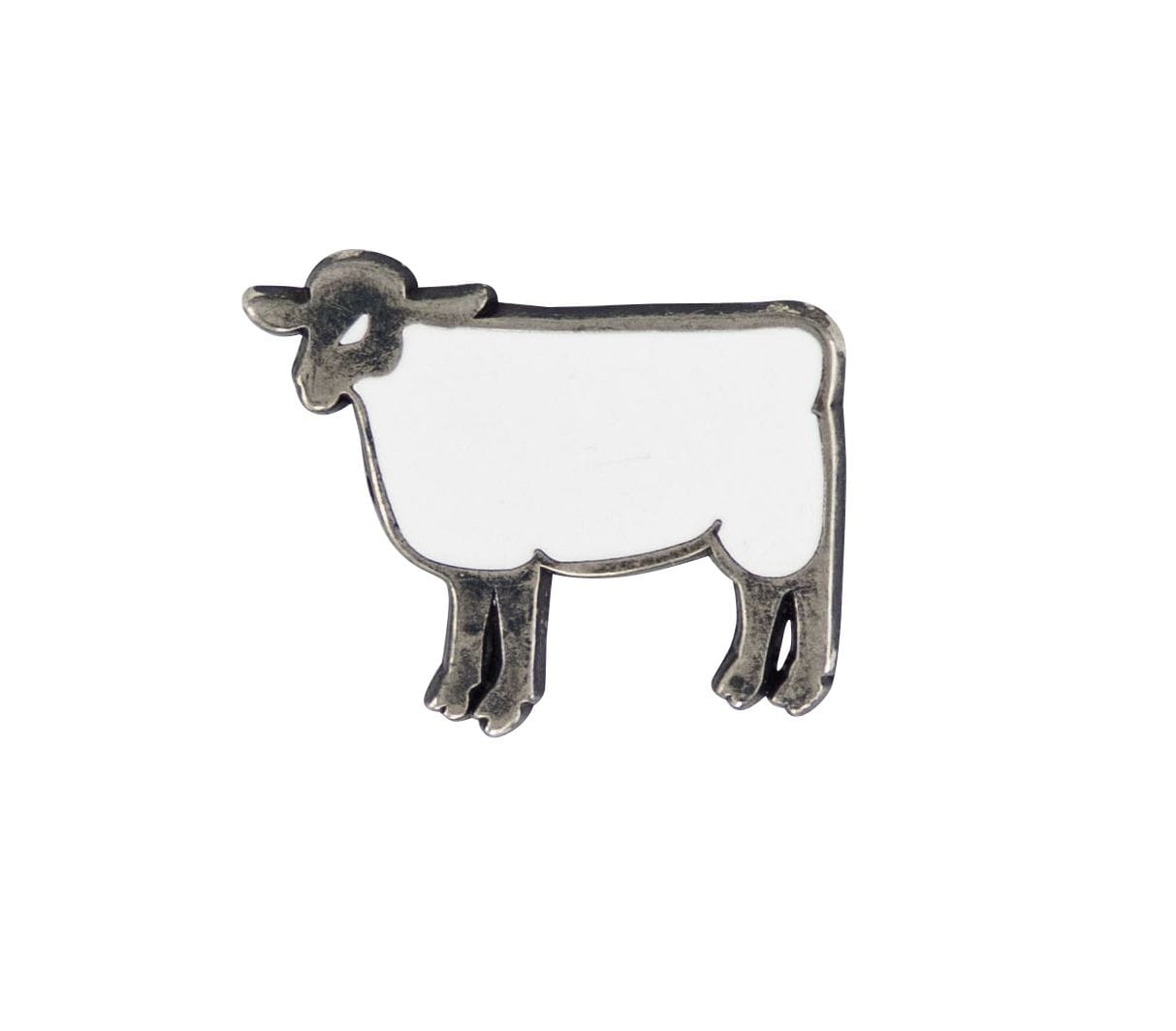 FRANCOIS-XAVIER LALANNE 

Sheep" brooch in blackened metal and white enamel. French work from the 1990's. Signed "FXL", Arthus-Bertrand edition, Paris. Dimensions : 2,5 x 3,1 cm approximately (scratch on the enamel)