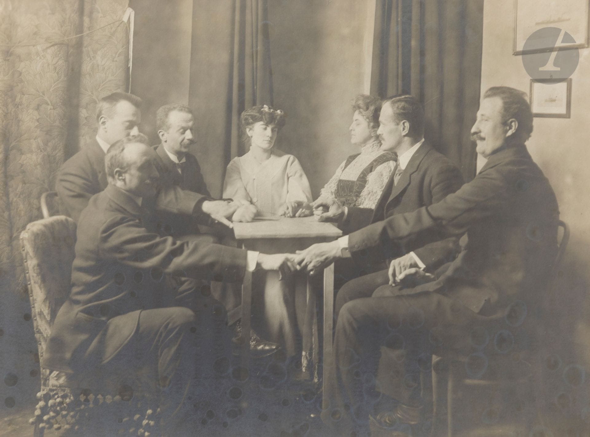Enrico Imoda (1871-1910
)Fotografie di fantasmi. 
Fratelli Bocca Editori. Turin, 1912.
small in-4 (25,5x18cm). Original paperback edition. 254 pages. Preface by Charles Richet. Dedication and signature of Enrico Imoda on the title page. Volume illustrated with 48 silver prints (printed by G. Simoni) mounted on the top of the leaves and one plate out of the text in halftone.
Size of the prints: from 7x7 to 16x11cm
.

Provenance:
Edoardo Imoda (brother of the author)
.


Bibliography:
Clément Chéroux, Andreas Fischer, Le Troisième Oeil, La photographie et l'occulte, Paris, Gallimard, 2004, pp. 208-209
.









