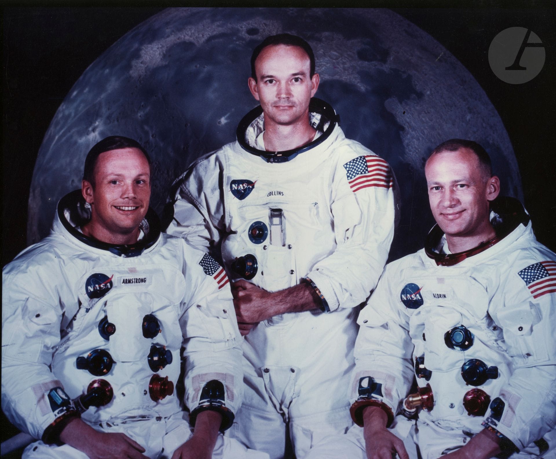 NASAApollo
11, May 1969.
the team before the mission (Neil Armstrong, Michael Collins, Buzz Aldrin).
Cibachrome (c. 1985).
30.5x40.5cm with

marginsAppended:
Unidentified photographerBuzz
Aldrin, 1994.
Vintage chromogenic print on Kodak paper.
30,5x40,5cm with margins









