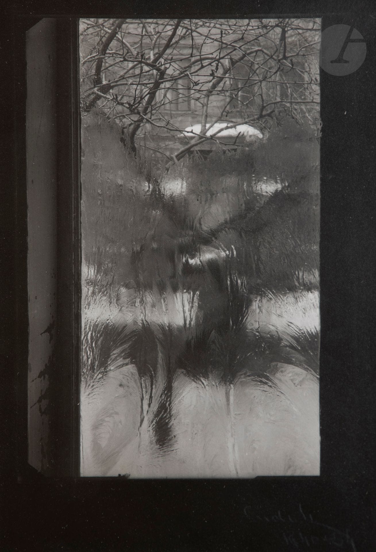Josef Sudek (1896-1976
)View from My Window, 1940-1954. 
Vintage silver print, signed and dated in pencil in the lower right margin. Annotations in Czech and date in pencil on verso. 
Image: 17,5x12,5cm 
Sheet: 23x17,3cm




