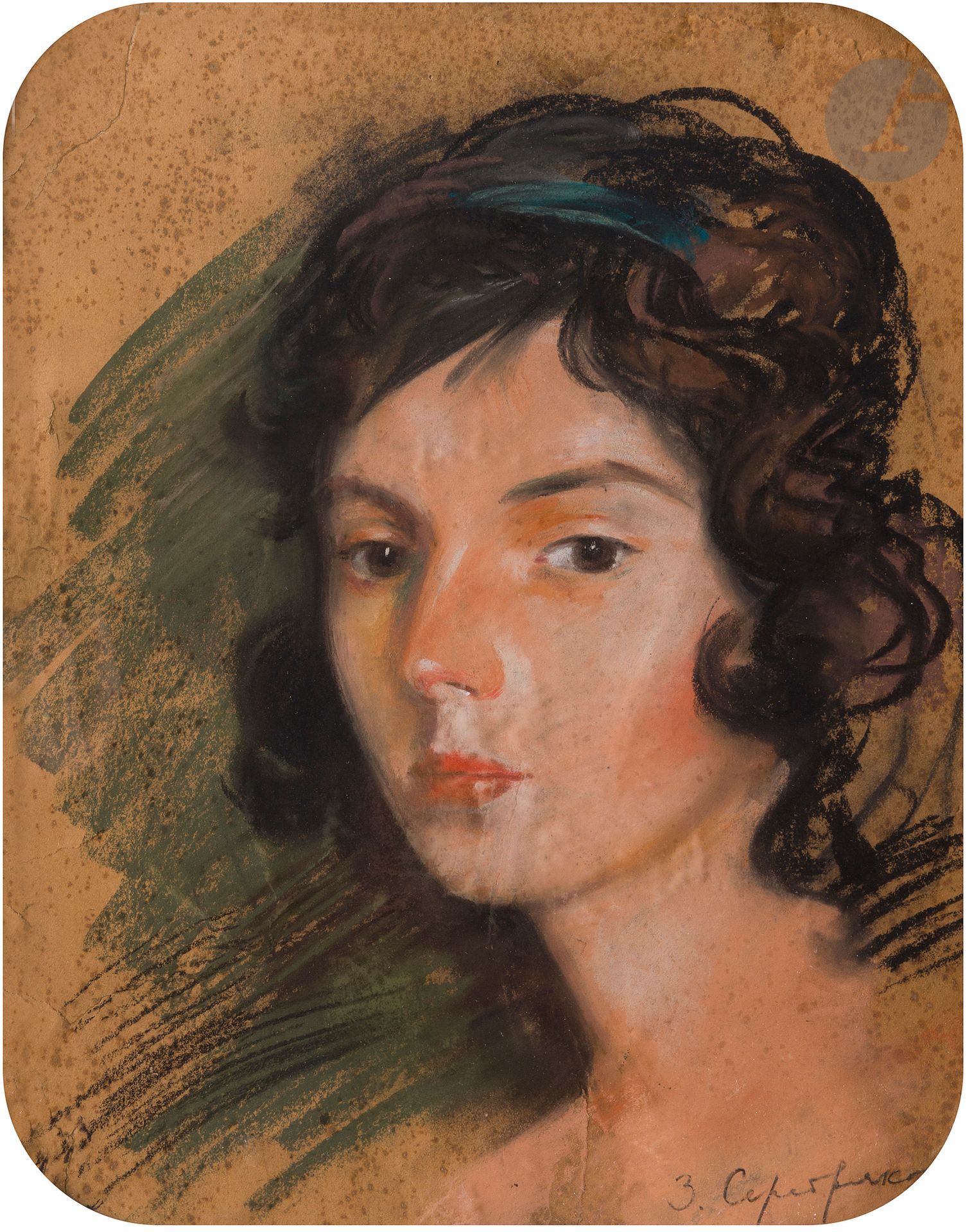 Zinaïda Evguenievna SEREBRIAKOVA (1884-1967) 
Portrait de femme 
Technique mixte sur carton. 
Signée en bas à droite. 
36 x 30 cm (à vue)

[art russe]