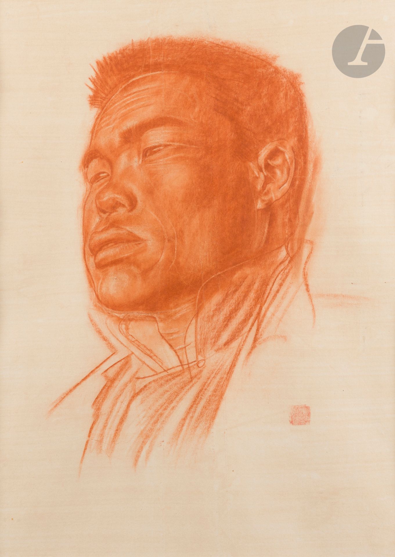 Alexandre (Evgenievitch) IACOVLEFF (1887-1938) 
Portrait d’homme mongol, vers 1918 
Sanguine. 
Cachet de l’artiste en bas à droite. 
58 x 42 cm

Un certificat n°125.07 a été émis par Madame Caroline Haardt de la Baume le 11 juin 2007 (perdu à ce jour). Une photocopie sera délivrée à l’acquéreur.

[art russe]