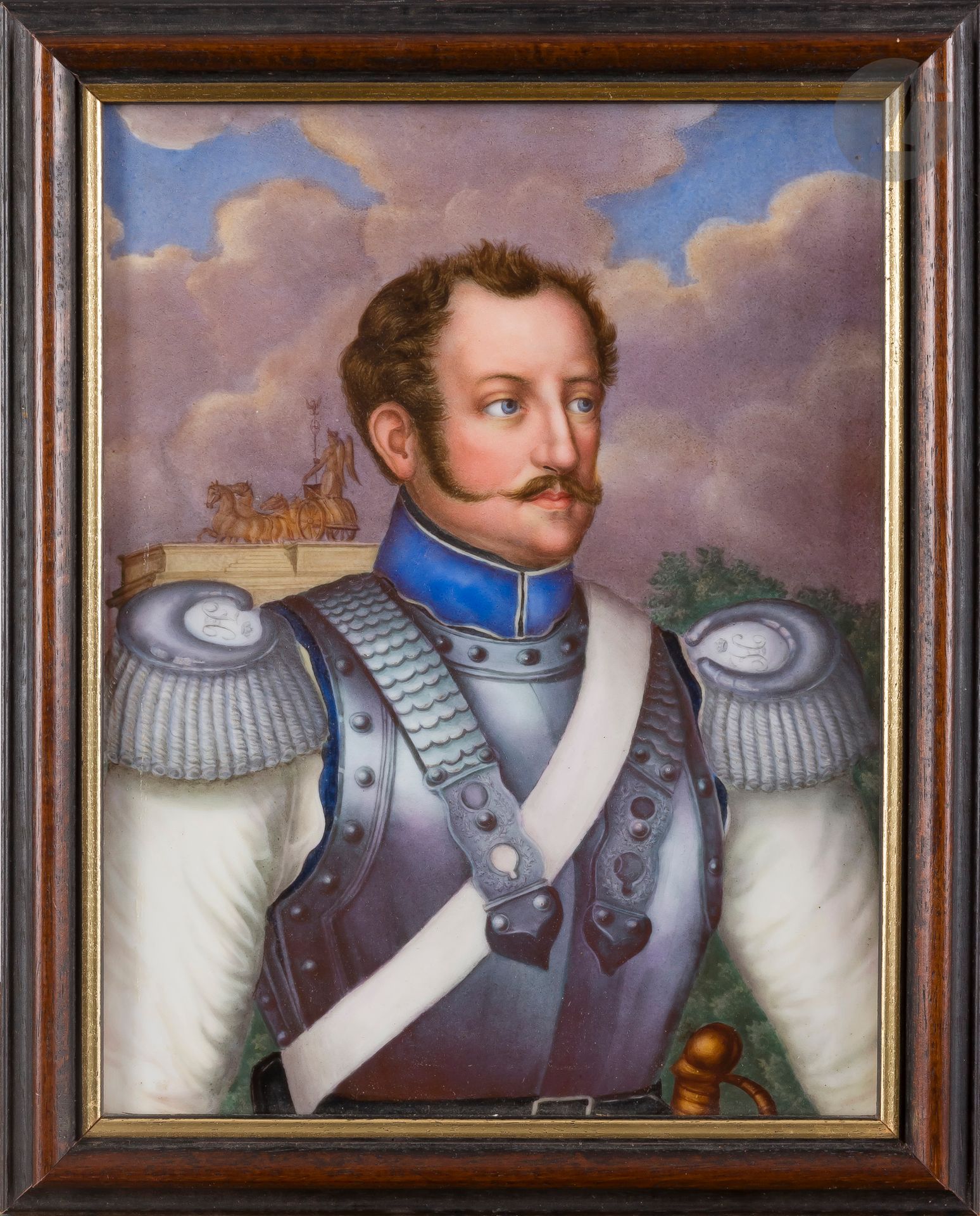 Portrait de Nicolas I.  
Peinture sur porcelaine. 
Non signée. 
25,5 x 19,5 cm

[art russe]