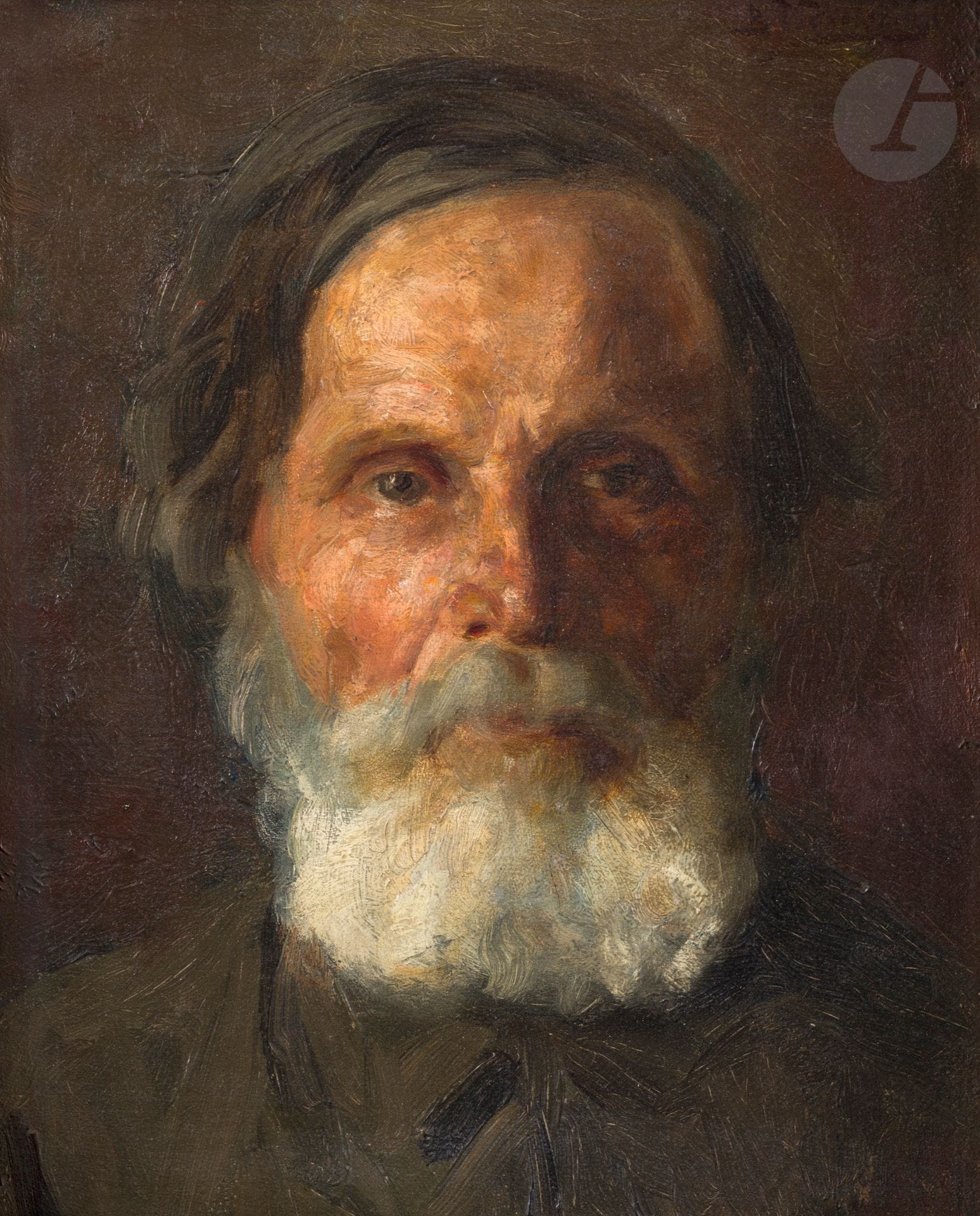 Vladimir Egorovitch MAKOVSKY (1846-1920) 
Portrait d’homme 
Huile sur panneau. 
Signée en haut à droite. 
26,5 x 22,5 cm

[art russe]