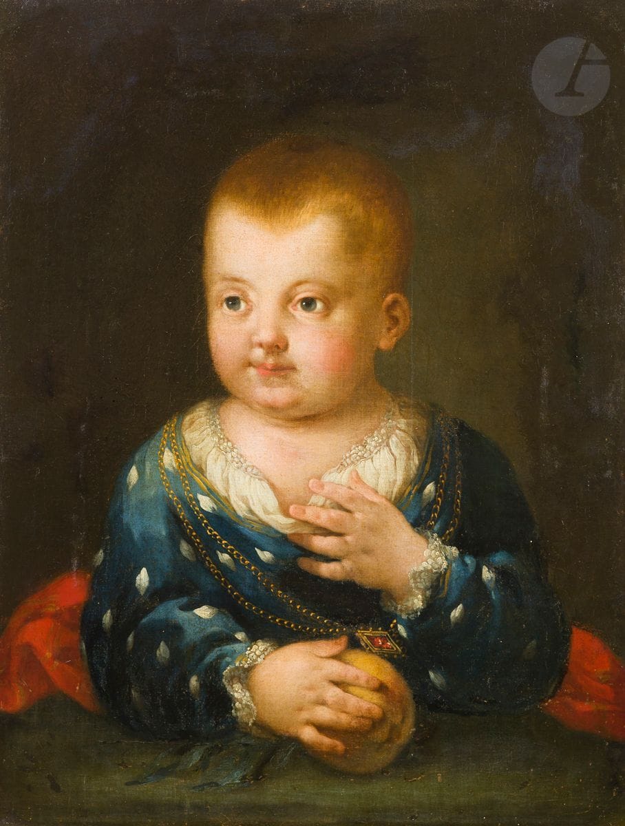 Attribué à Antonio AMOROSI (1660 - 1738)
Portrait d’un enfant tenant un fruit
Toile
48,2 x 37,5 cm
Porte une inscription ancienne au revers du châssis