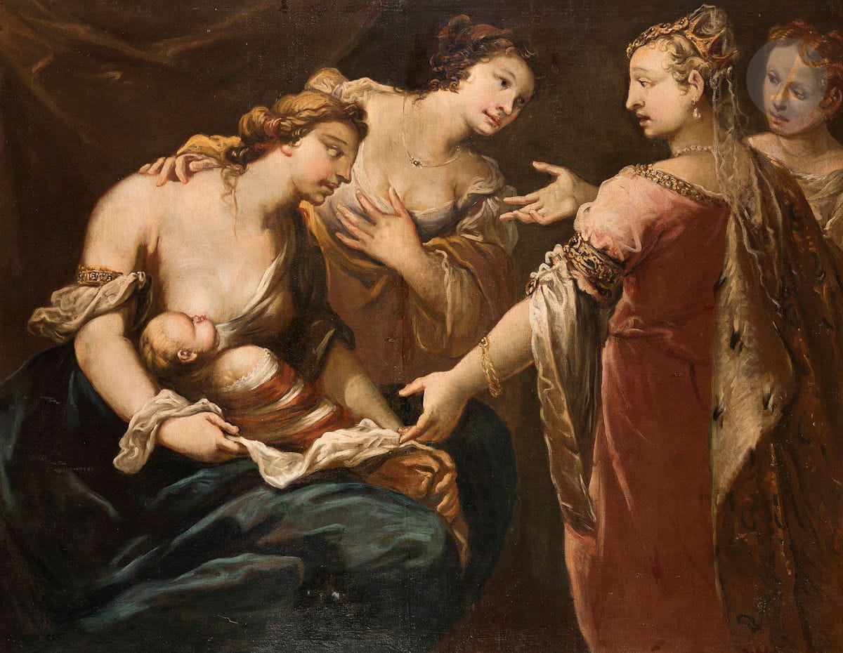 École NAPOLITAINE du XVIIe siècle
Moïse sauvé des eaux
Toile
112,5 x 145 cm
(Accidents et restaurations)