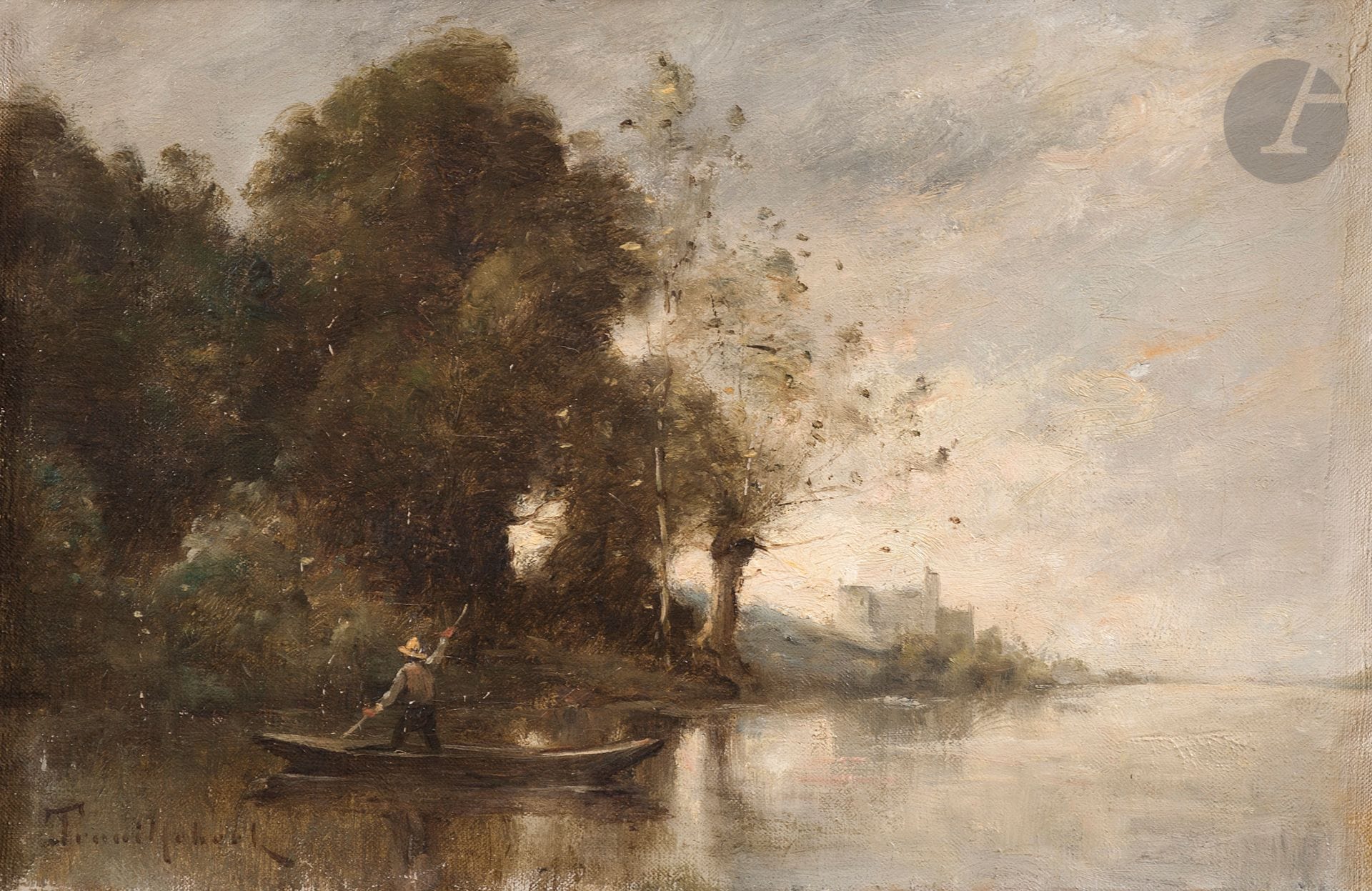 Paul-Désiré TROUILLEBERT (1829-1900)
Au bord de l’eau
Huile sur toile.
Signée en bas à gauche.
22 x 33 cm

Provenance :
Collection de Madame C., région parisienne.

Bibliographie :
Claude Marumo, Thomas Maier, Bernd Müllerschön, Paul Désiré Trouillebert 1831-1900 : catalogue raisonné de l’œuvre peint, Stuttgart, Thombe, 2004, n°0710, reproduit p. 459.