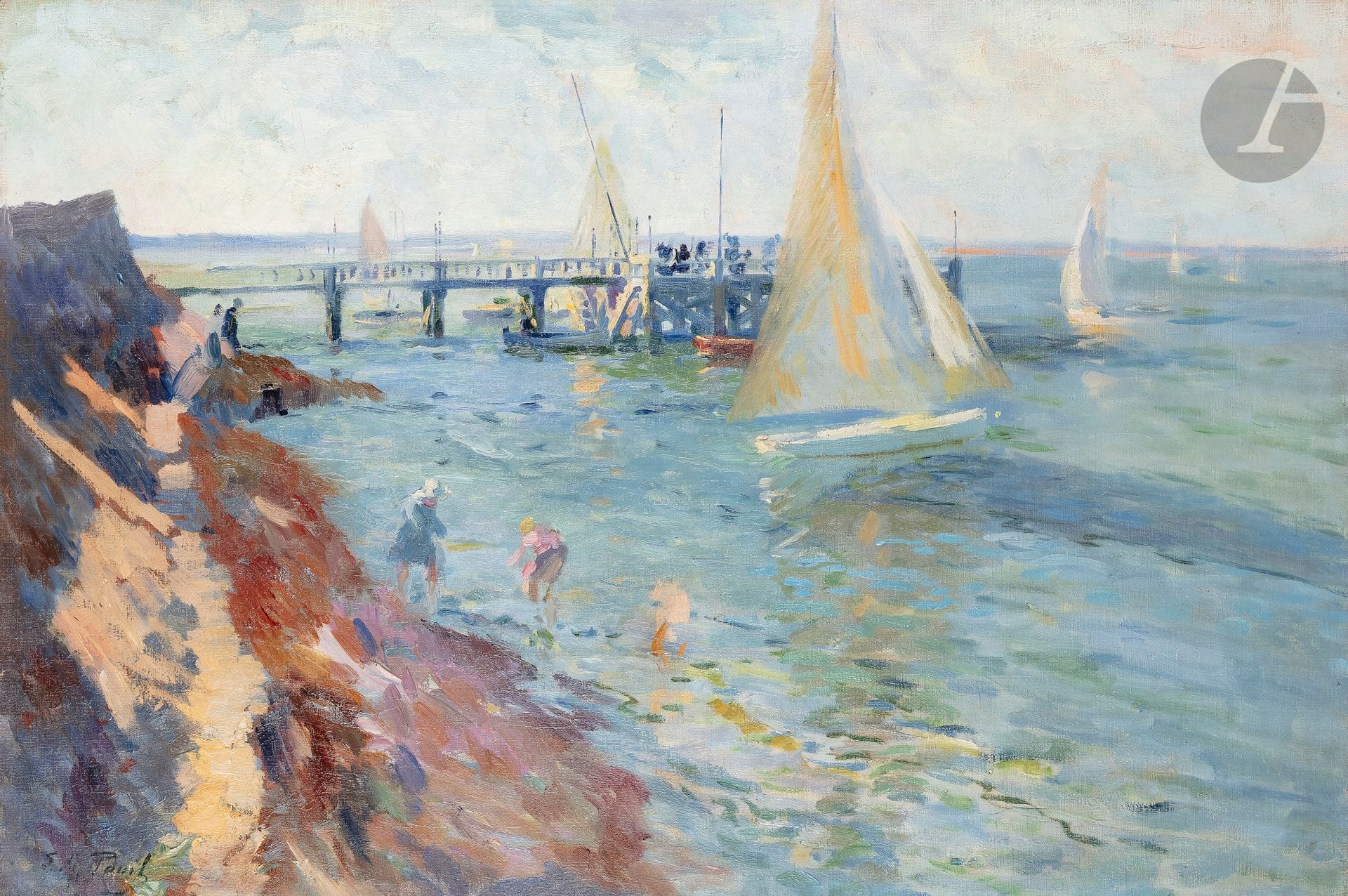 Elie-Anatole PAVIL (1873-1944)
Arcachon, pêche à pied et la jetée Thiers
Huile sur toile.
Signée en bas à gauche.
54 x 81 cm