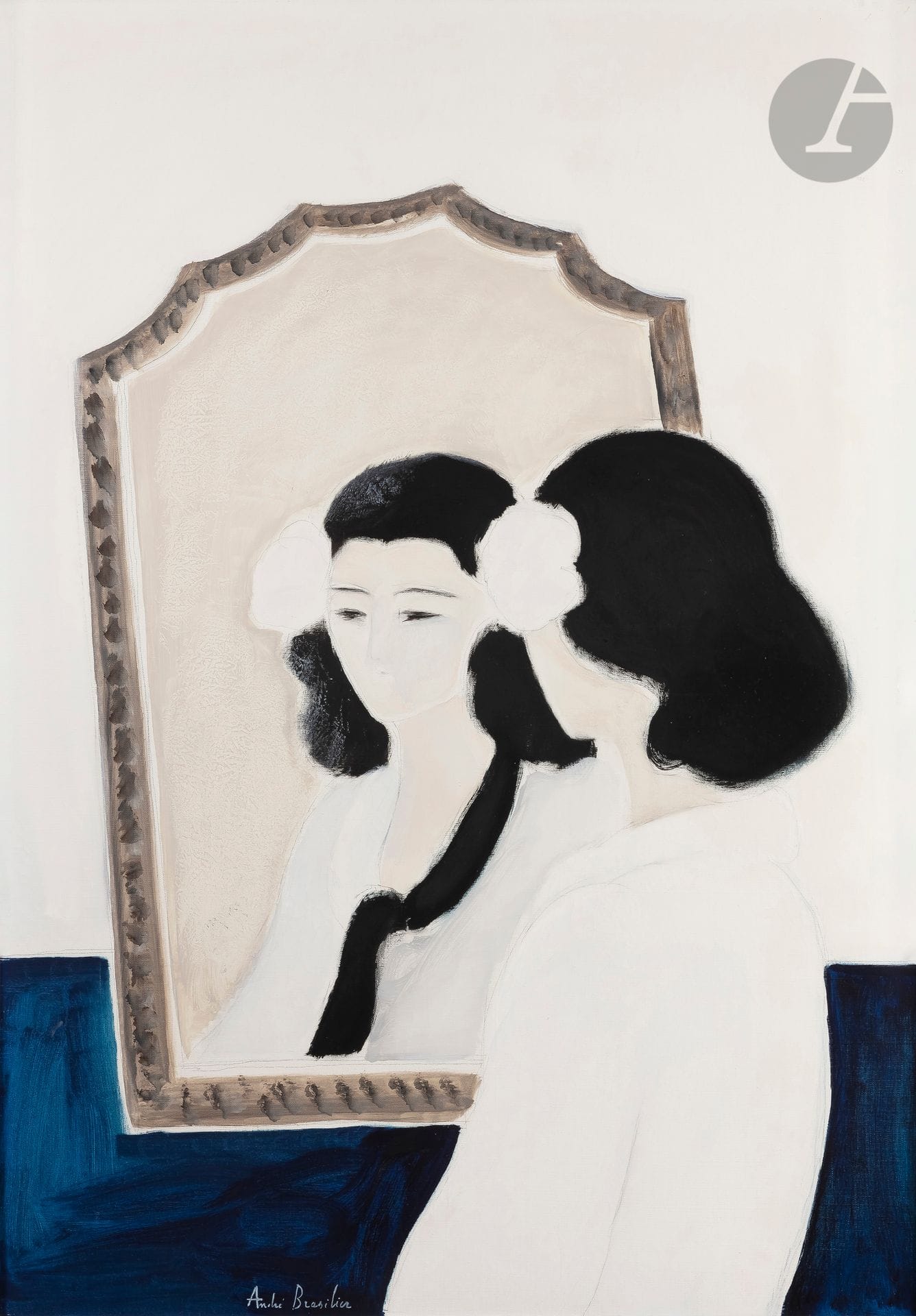 André BRASILIER (né en 1929)
Le Miroir en Touraine, 1979
Huile sur toile.
Signée en bas vers la gauche.
Signée, datée et titrée au dos.
116 x 81 cm

Provenance : 
Collection de Madame H., Lyon.

Nous remercions Monsieur Alexis Brasilier d’avoir confirmé l’authenticité de cette œuvre.