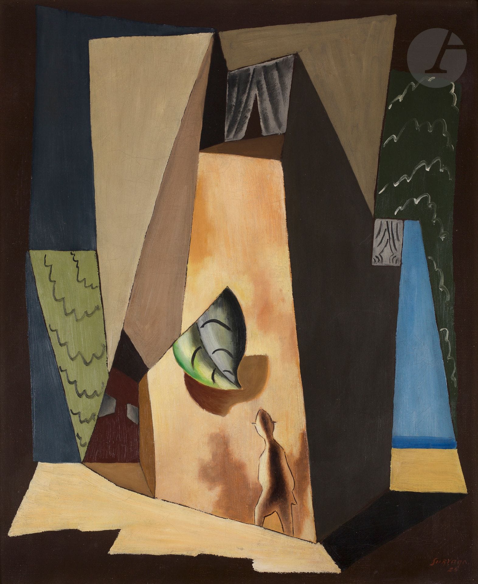 Léopold SURVAGE (1879-1968)
L’Homme dans la ville, 1926
Huile sur toile.
Signée et datée en bas à droite.
(Petites craquelures).
61 x 50 cm

Provenance : 
Collection particulière, Neuilly-sur-Seine.

Un certificat de Madame Anne-Marie Divieto sera remis à l’acquéreur.