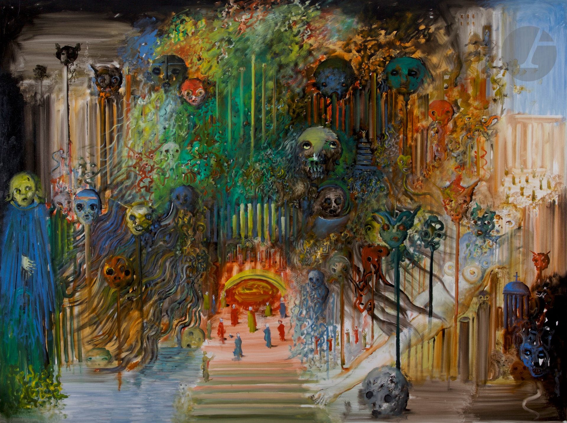 Popovitch Ljuba LJUBA [franco-serbe] (1934-2016)
Empire de Satan, 2015-16
Huile sur toile.
Signée, datée et titrée au dos.
190 x 250 cm

Provenance : 
Galerie Thessa Herold, Paris.

Exposition : 
Ljuba - Hommage à Anne Tronche, Galerie Thessa Herold, Paris, 2016, reproduit pp. 24-25.

Cette œuvre est incluse au catalogue raisonné de Ljuba actuellement en préparation par Madame Slavica Batos, épouse de l’artiste.

Nous remercions Madame Slavica Batos pour les informations qu’elle nous a transmises.