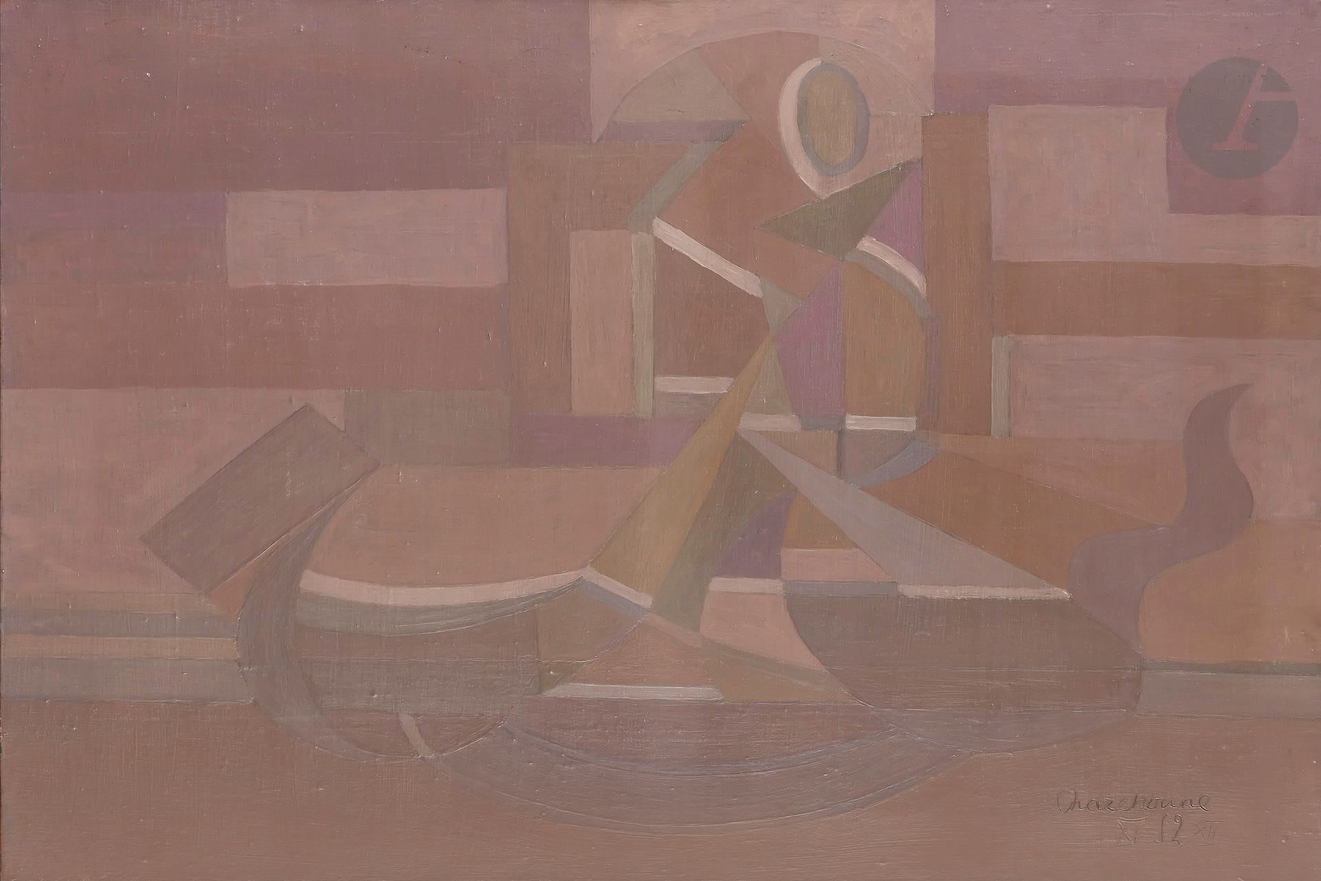 Serge CHARCHOUNE [russe] (1888-1975)
Gondola n°29, 1952
Huile sur toile.
Signée et datée en bas à droite.
Signée, datée et titrée au dos.
50 x 73 cm

Provenance : 
- Galerie Raymond Creuze, Paris.
- Galerie Thessa Herold, Paris.

Bibliographie : 
Raymond Creuze, Charchoune, Tome 2, Paris, Éditions Raymond Creuze, 1976, n°687, reproduit p. 245.