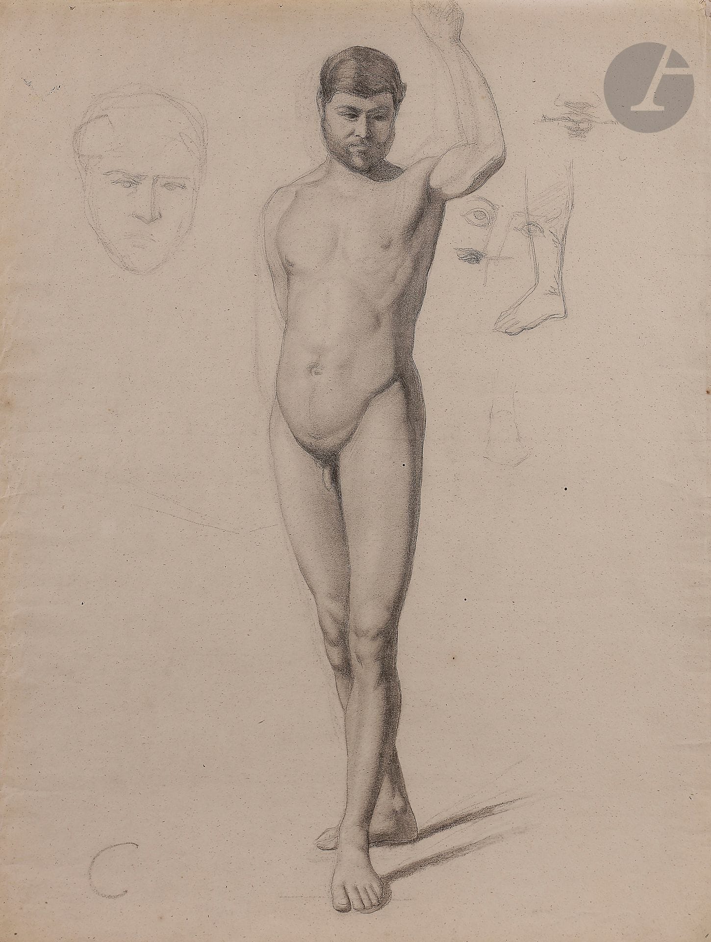 
Paul CÉZANNE (1839-1906)



Académie d’homme avec reprise du visage et de la jambe



Crayon noir.



Monogrammé en bas à gauche.



61,5 x 47,5 cm





Notre dessin fait partie d’une série d’académie faite par Cézanne à l’école des Beaux-Arts d’Aix-en-Provence. On connait deux autres dessins de Cézanne, avec le même modèle et le même monogramme, au musée Granet d’Aix-en-Provence (voir A. Chappuis, The drawings of Paul Cézanne/A catalogue raisonné, 1973, n° 76-77, reproduits).
