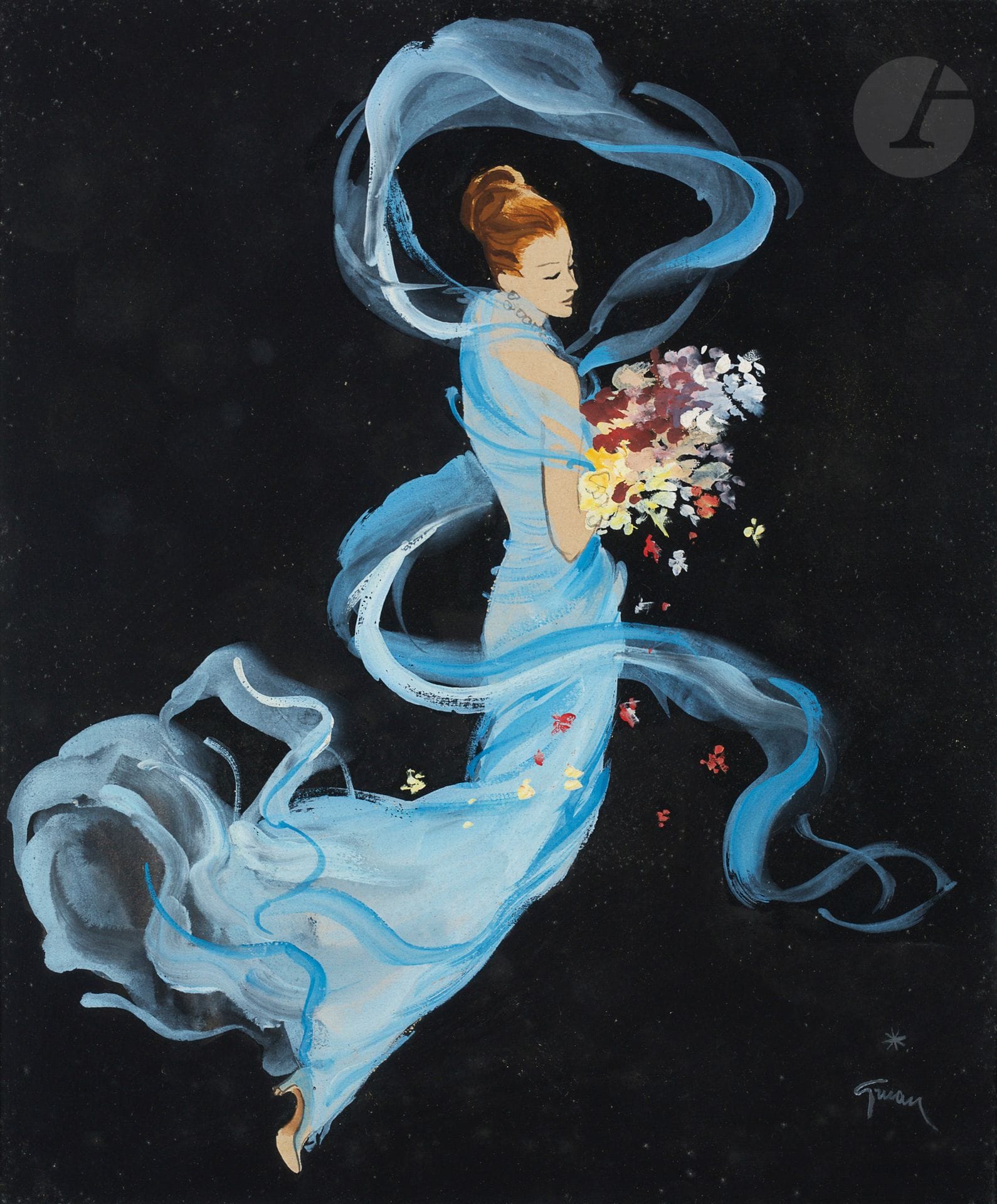 René GRUAU (1909-2004
)Woman with a blue dress, around 1950Gouache
.
Signed lower right.
30 x 25 cm




