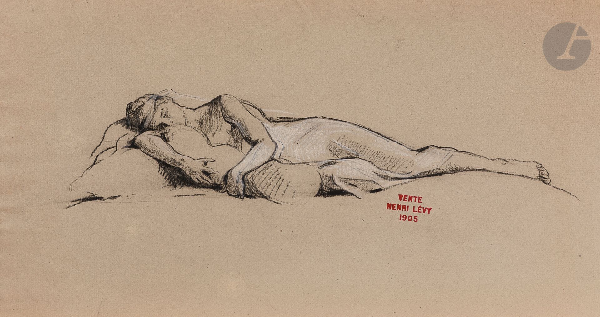 Henri Léopold LEVY (1840-1904)
Études de femmes allongées
5 fusains, certains rehaussés de craie blanche sur papiers chamois et bleu.
Cachet de la vente d’atelier (Lugt 1675).
(Trous de punaise). 
25 x 43 cm - 48 x 32,5 cm - 57 x 29 cm - 32,5 x 43 cm - 33 x 45,5 cm

Provenance :
Vente de l’atelier, Paris, 2-3 mars 1905.