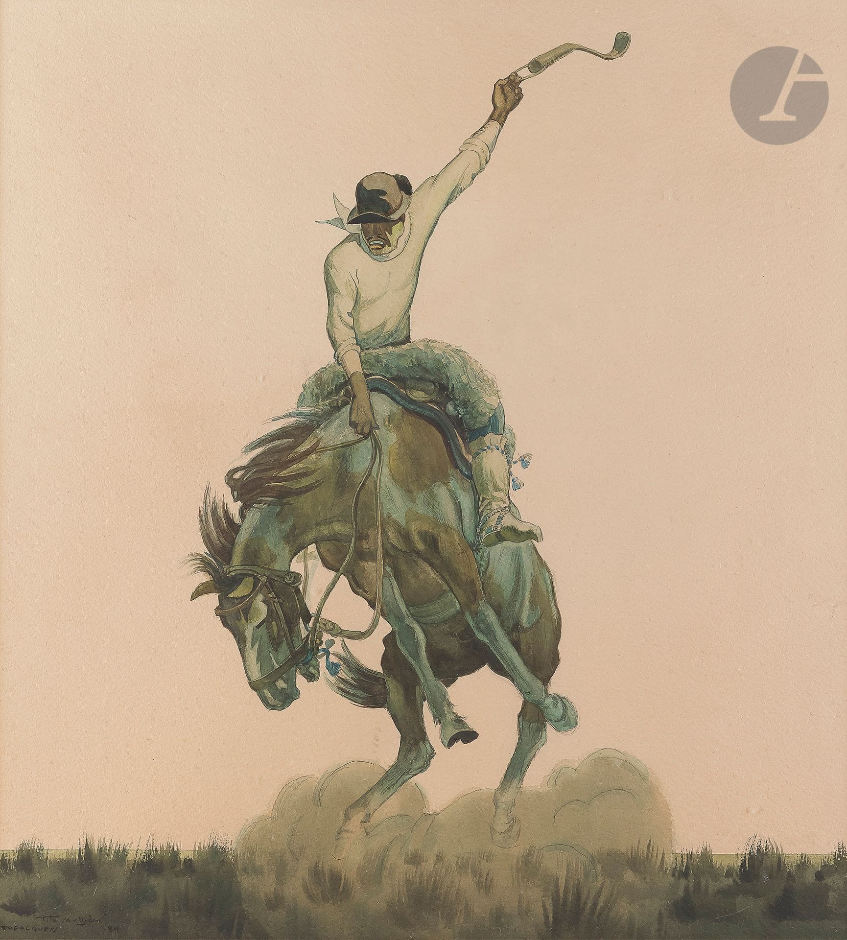 Tito SAUBIDET (1891-1955)
Gaucho, 1934
Aquarelle.
Signée, datée et située en bas à gauche.
58,5 x 53,5 cm