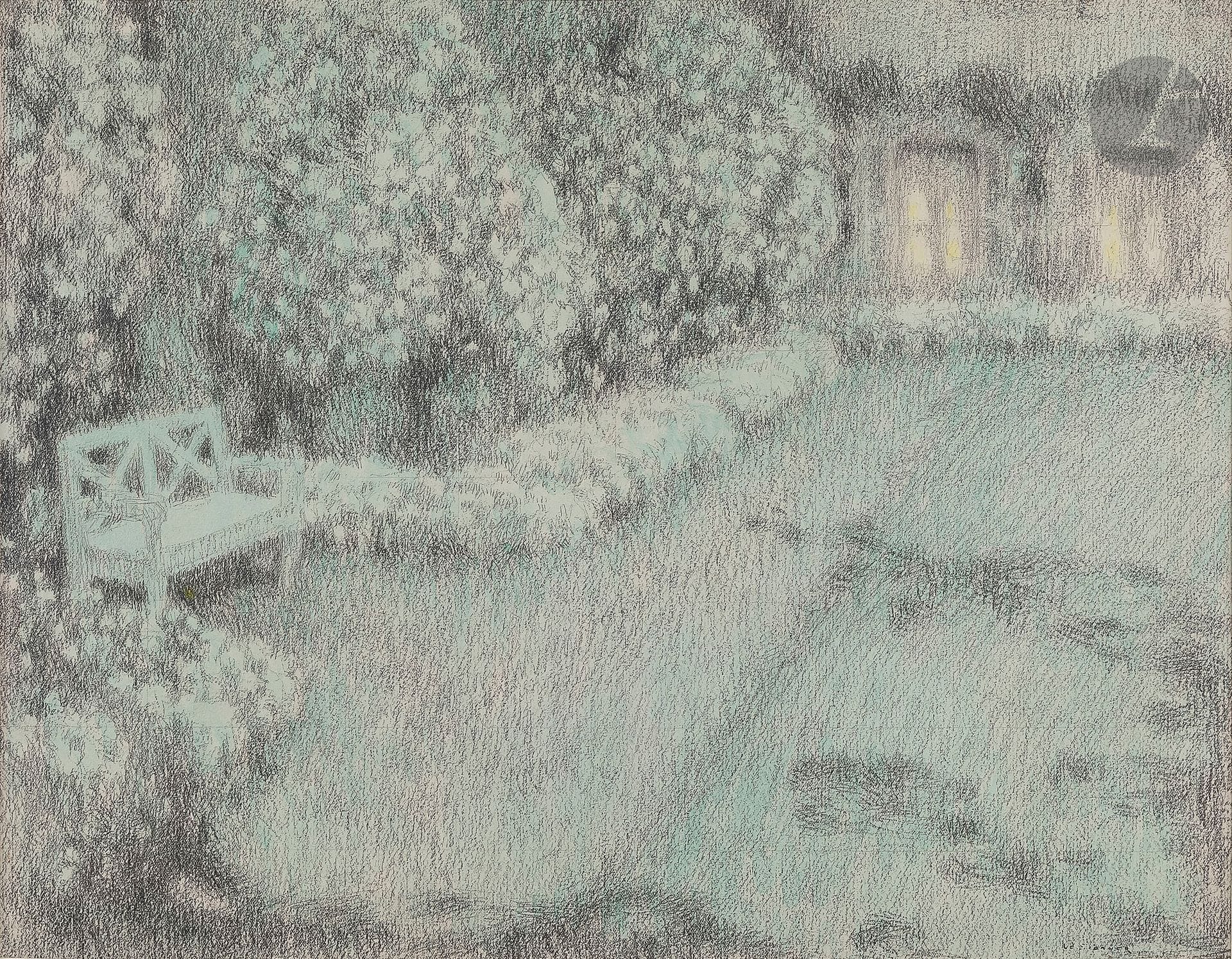 Henri LE SIDANER (1869- 1939)
Le Jardin blanc au clair de lune, Gerberoy
Crayon noir et rehauts d’aquarelle.
Signé en bas à droite.
32,1 x 41,3 cm

Provenance :
- Jean Paulhan (1884–1968).
- Galerie des Modernes, Paris.
- Collection particulière, France.

Comparable : 
Y. Farinaux, Le Sidaner, L’œuvre peint et gravé, Paris, 1989, p. 122, cat. 266.

Ce dessin figurera au supplément du catalogue raisonné Le Sidaner – L’œuvre peint et gravé, en préparation par Yann Farinaux - Le Sidaner.
