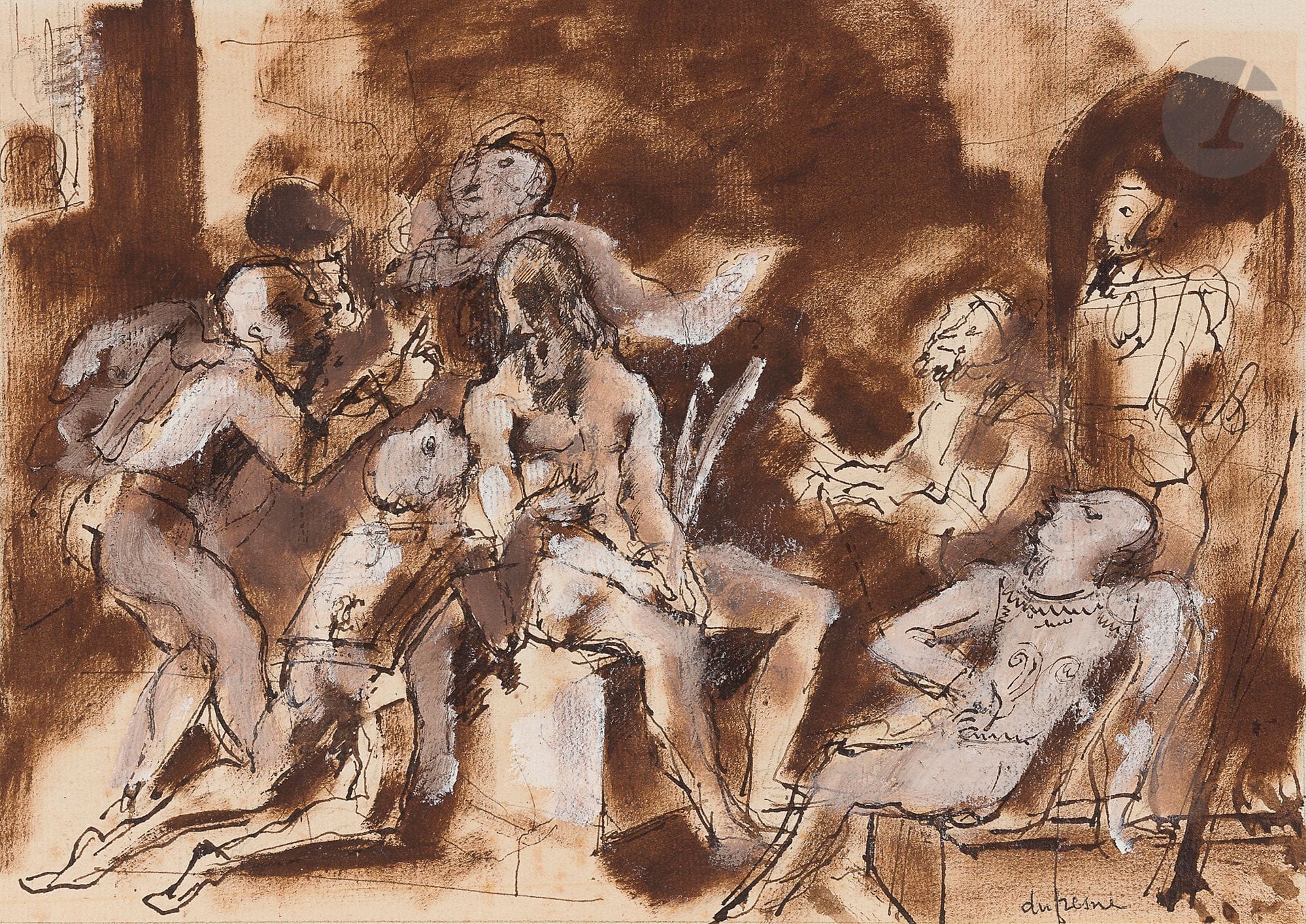 Charles DUFRESNE (1876-1938)
Job, vers 1934
Encre, lavis d’encre et huile sur papier.
Signée en bas à droite.
24,5 x 35 cm

Provenance :
Famille de l’artiste. 

Nous remercions Messieurs Thomas et Jean-Charles Dufresne pour les informations qu’ils nous ont transmises.