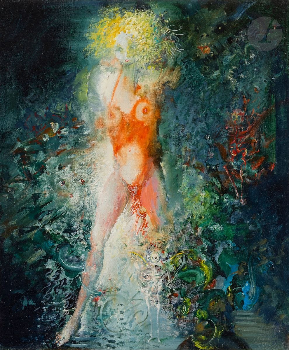 Popovitch Ljuba LJUBA [franco-serbe] (1934-2016)
Feu et le corps, 1998
Huile sur toile.
Signée, datée, titrée et située au dos.
55 x 46 cm

Provenance :
Collection Armand Zerbib, Paris.

Cette œuvre est incluse au catalogue raisonné de Ljuba actuellement en préparation par Madame Slavica Batos, épouse de l’artiste. 
Nous remercions Madame Slavica Batos pour les informations qu’elle nous a transmises.