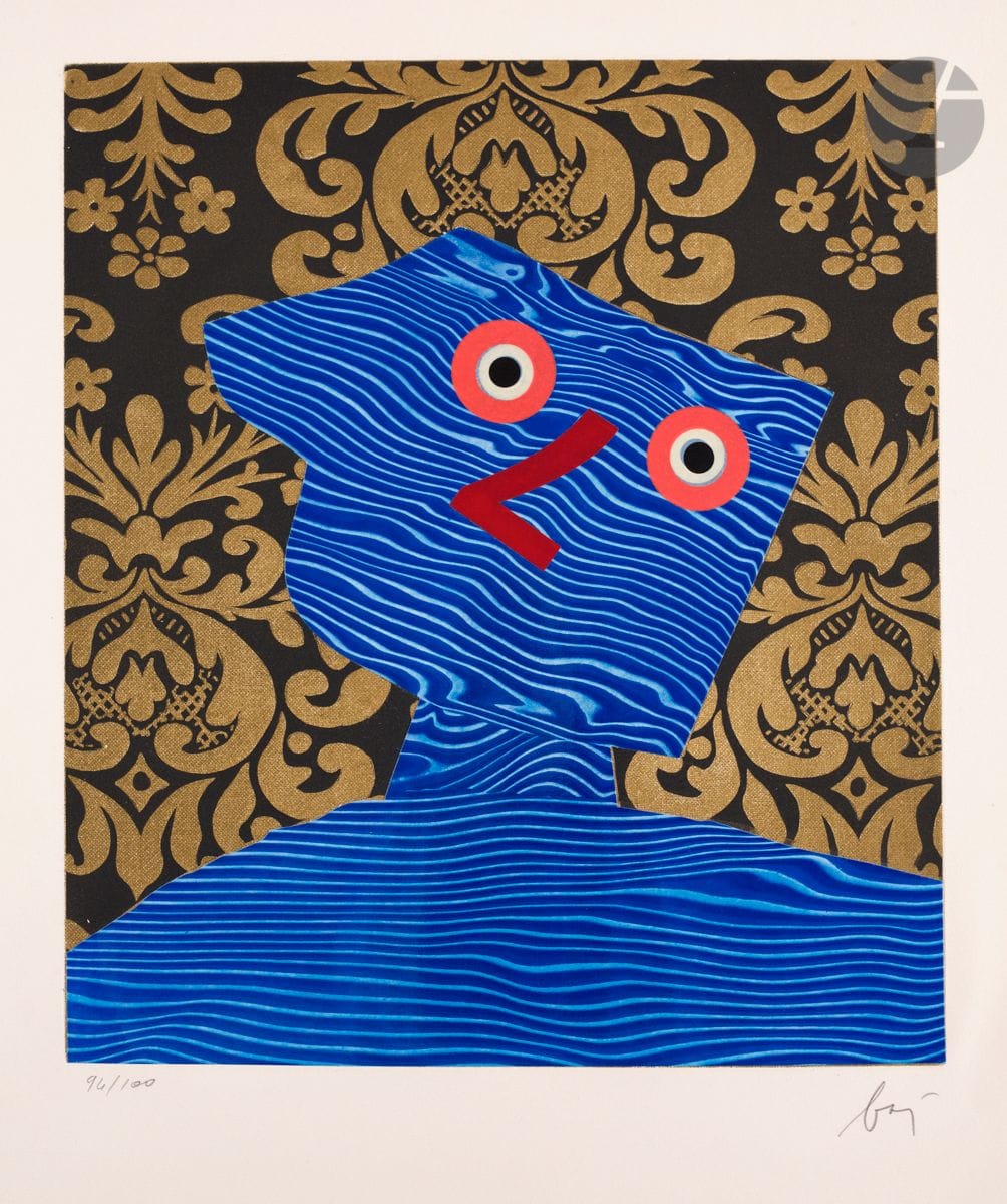 Enrico BAJ [italien] (1924-2003)
L’Homme en bleu
Eau-forte et collage.
Signée et numérotée sur 100.
80 x 60 cm