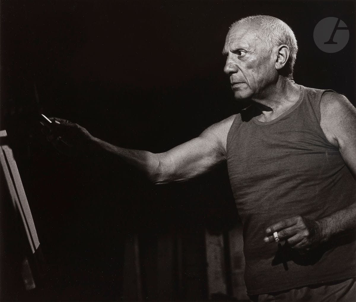 André VILLERS (1930-2016) 
Pablo Picasso during the shooting of the film Le Mystère Picasso by Henri-Georges Clouzot, Nice,
1955Silver
print
(c. 1990). 
Signed and annotated "photo tirée par moi-même" with the photographer's stamp on the reverse. 
50,5 x 59 cmExpert

: Antoine Romand





