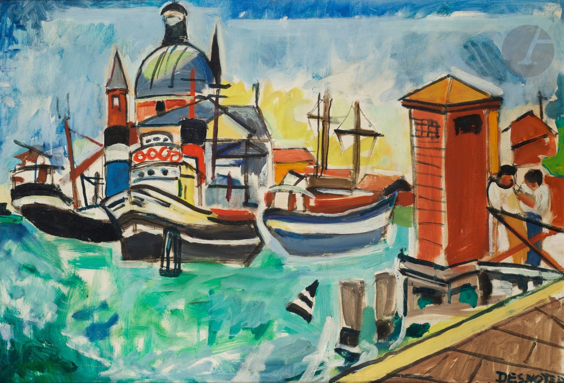François DESNOYER (1894-1972)
Venise, canal et l’église du Rédempteur, vers 1952-54
Huile sur toile.
Signée en bas à droite.
Située au dos.
50 x 73 cm

Provenance : 
- Collection du Dr Philippe b. Ancel.
- Collection Guiot.

Cette œuvre sera incluse dans le catalogue raisonné actuellement en préparation par Monsieur Jean-Pierre Joubert.