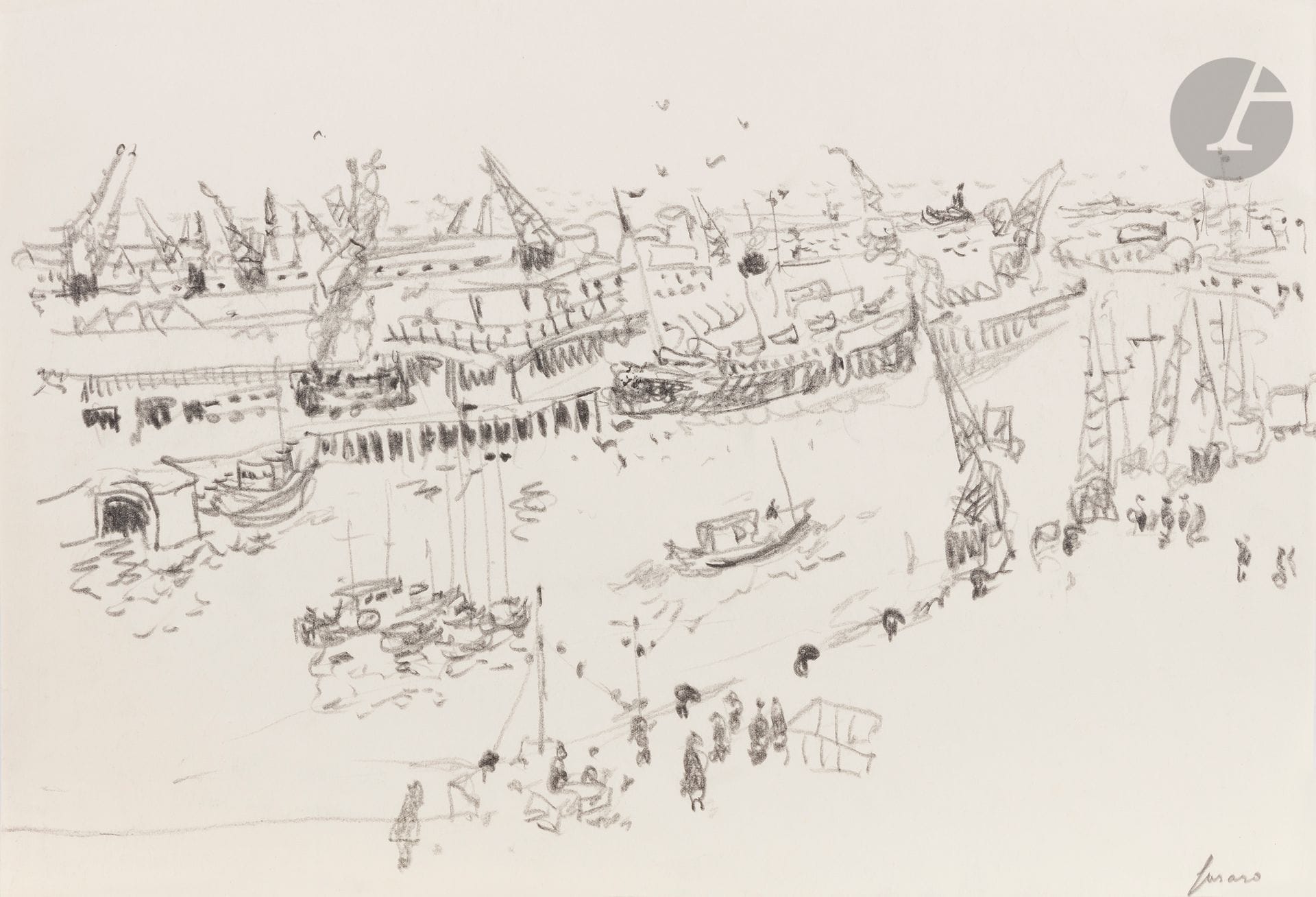 Jean FUSARO (né en 1925)
Nu debout - Port de Boulogne-sur-mer
2 mines de plomb.
Signées en bas à droite.
32,5 x 25 cm
29,5 x 46 cm
