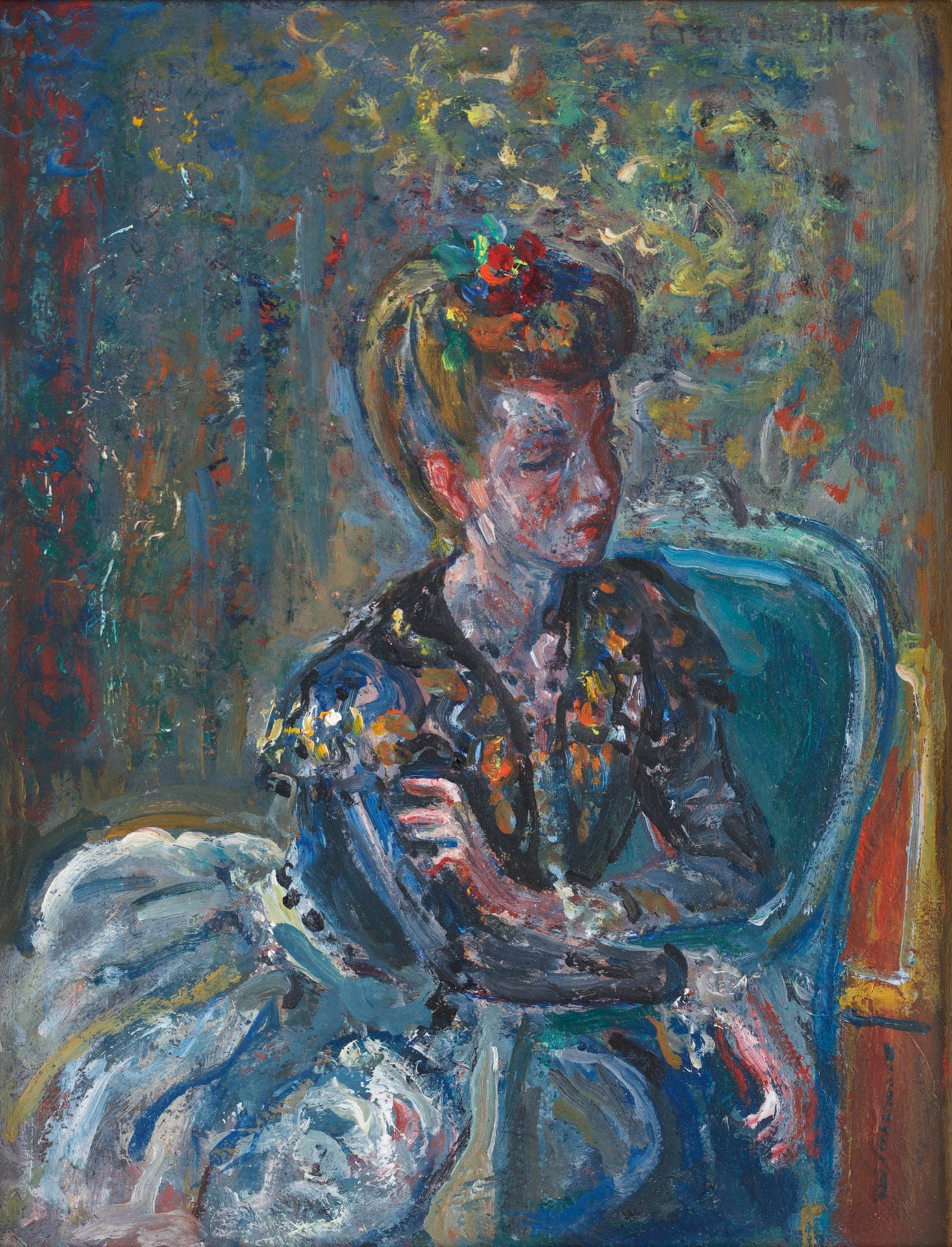 Constantin TERECHKOVITCH (1902-1978)
Jeune fille assise
Huile sur carton.
Signée en haut à droite.
21 x 16,5 cm

Provenance : 
- Vente Kapandji-Morhange, Hôtel Drouot, Paris, 9 juin 2016, n°52.
- Collection de Monsieur P.
