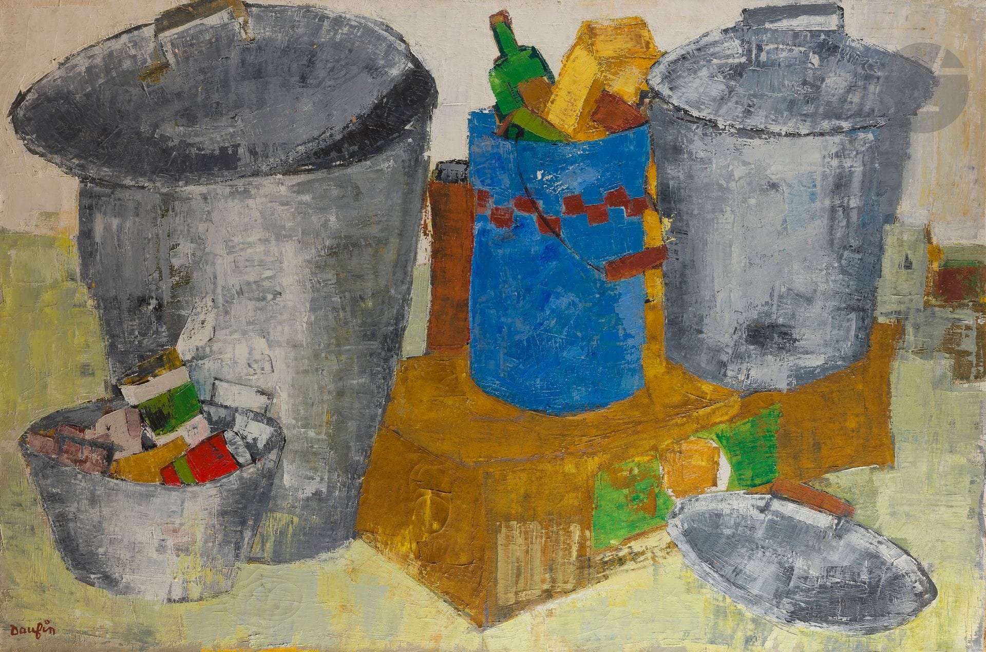 Jacques DAUFIN (born in 1930
)Les PoubellesOil
on canvas.
Signed lower left
(Misses).
97 x 146 cmProvenance

: 
Romanet Gallery, Paris.







