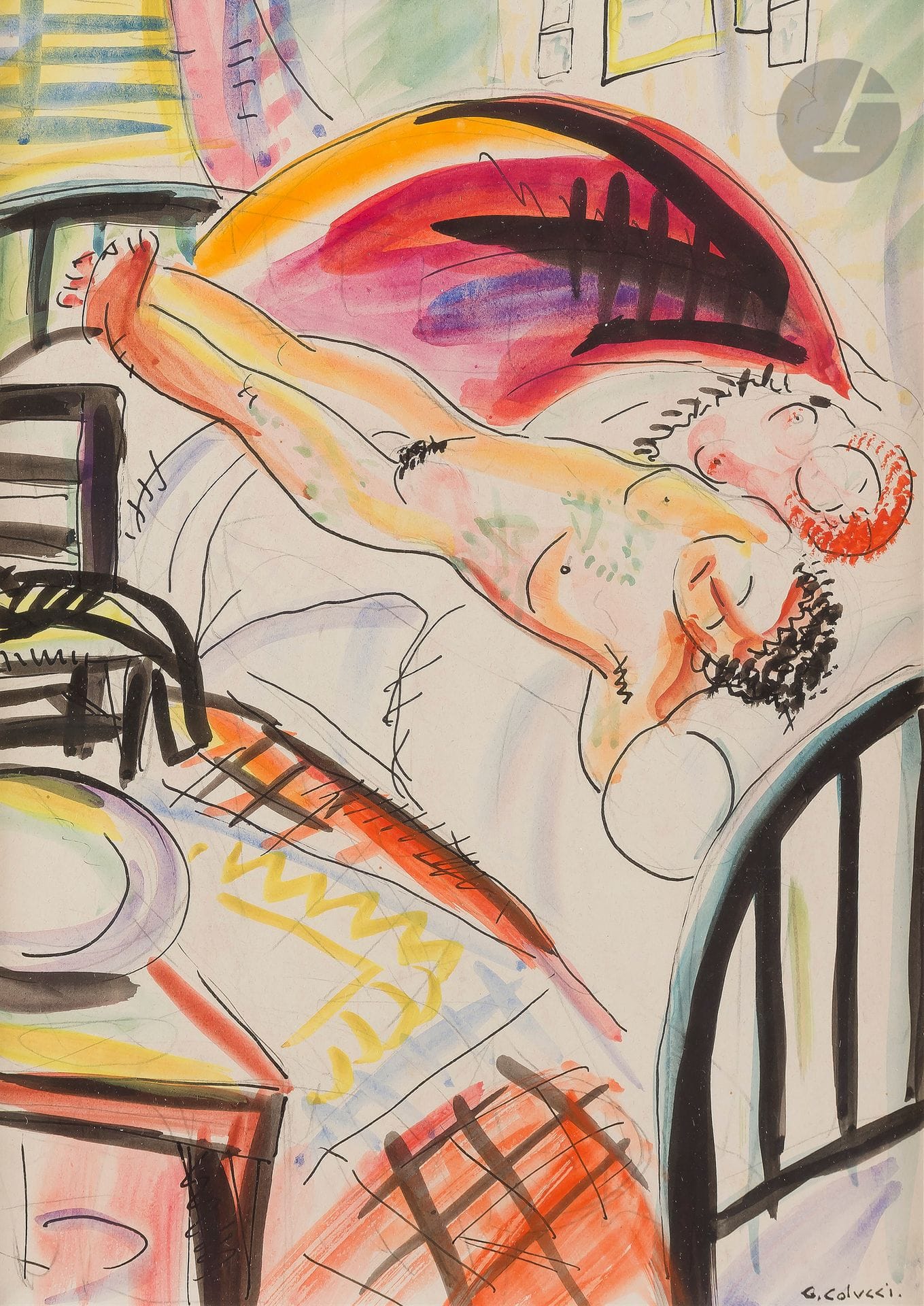 Gio COLUCCI (1892-1974
)The CoupleInk
and watercolor.
Signed lower right.
23 x 16,5 cm



