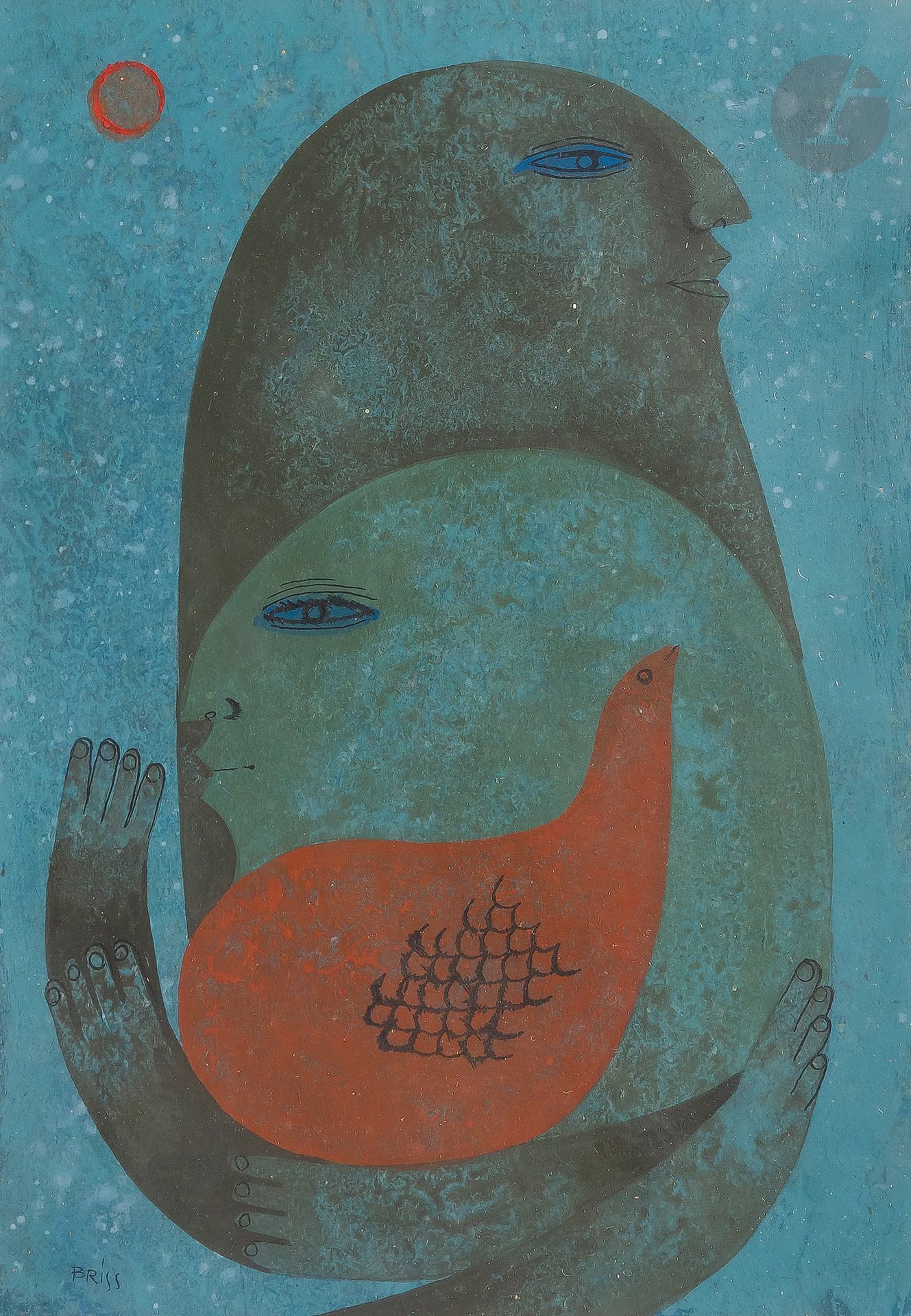 Sami BRISS [Franco-Israeli] (born 1930
)Profiles with a chickenOil
on panel.
Signed lower left.
22 x 16 cm



