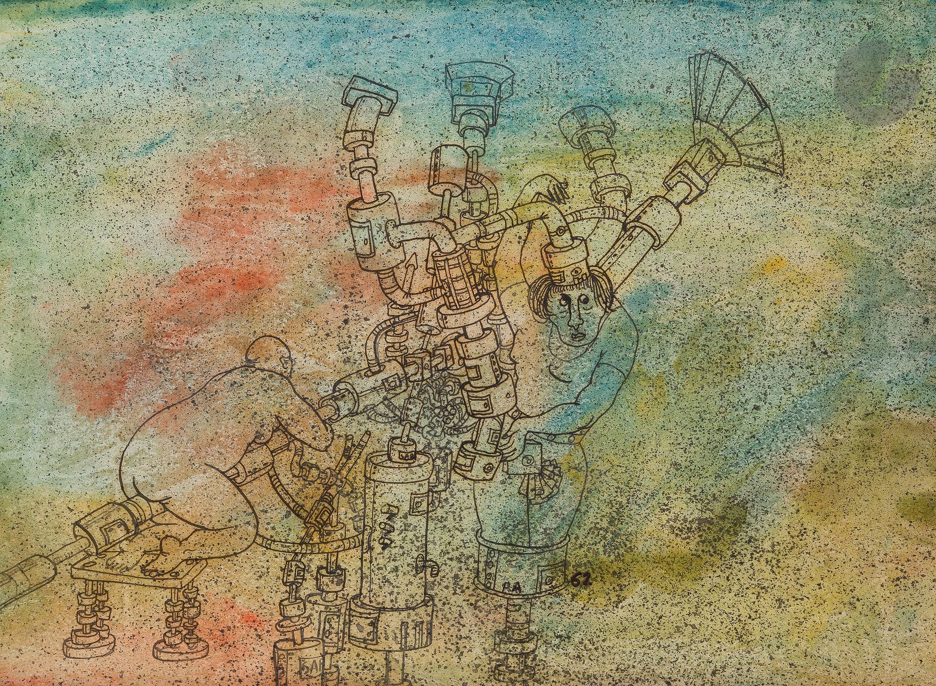 Roberto ALTMANN [Cuban] (born 1942
)The Machines, 1962Ink
and watercolor.
Monogrammed and dated lower right.
24 x 31 cm



