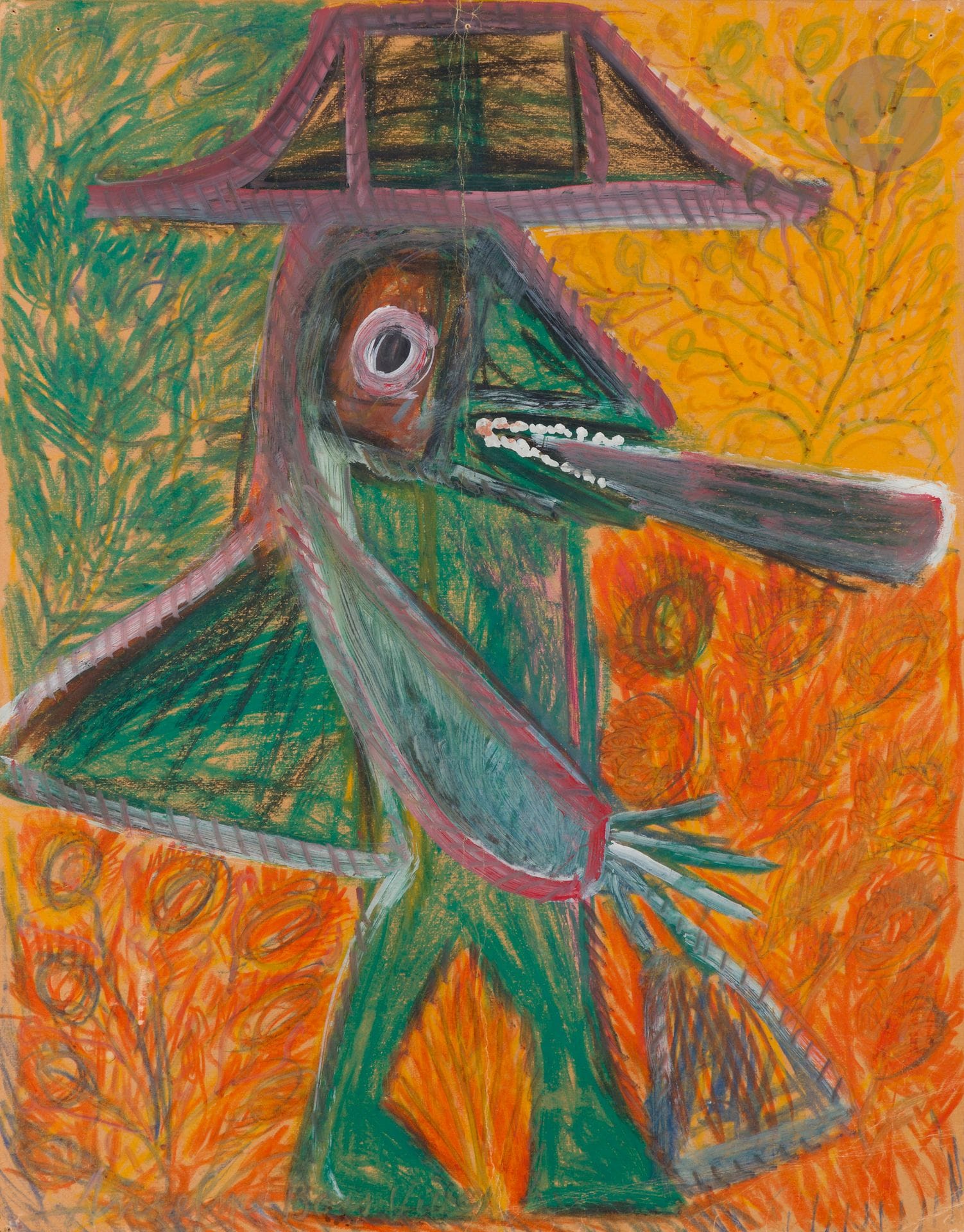 Anselme BOIX-VIVES (1899-1969
)Cigar smoker, 1965Oil
, grease pencil and felt pen on cardboard pasted on canvas.
Signed lower left
(thumbtack holes, folds).
46.5 x 36.5 cmProvenance

: 
Alain Margaron Gallery, Paris (his stamp on the frame).

Exhibitions:
- Galerie Patricia et Olivier Houg, Lyon, December 11 - 31, 1992
- Librairie Larchaudet, on the occasion of the publication of the monograph, 1998.

Bibliography:
Marie-Caroline Sainsaulieu, Valérie Boix-Vives, Boix-Vives, Monographie, Catalogue Raisonné - Volume 1, 1962-1964, Paris, Éditions de la Différence, 2003, reproduced under the number 1965/43.

A certificate of Mr. Jean-Dominique Jacquemond could be given to the purchaser, at his expense and at his request






.







We would like to thank Mr. Jean-Dominique Jacquemond for the information he provided.

















