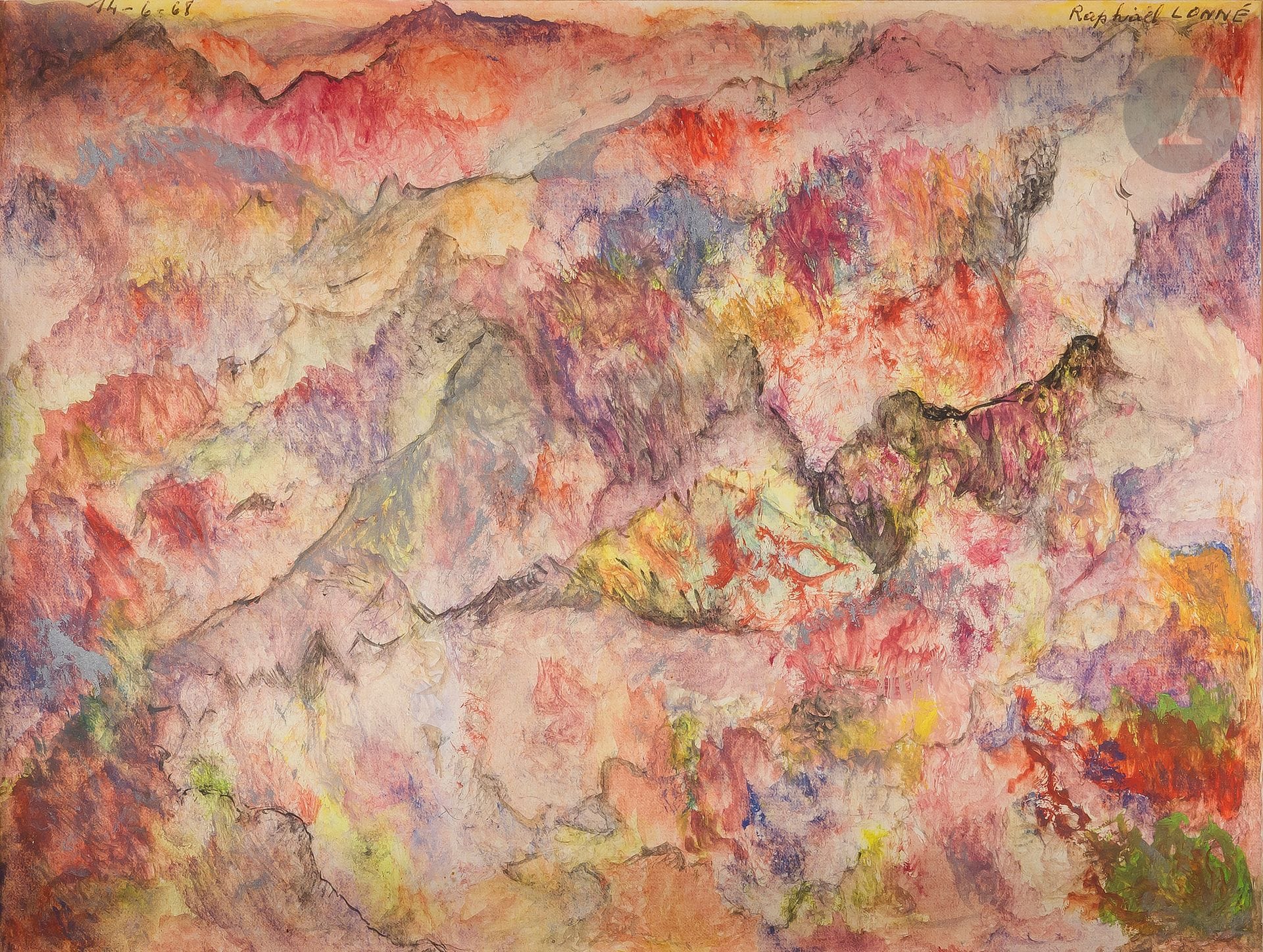 Le Facteur LONNÉ (1910-1989)
Paysage, 1968
Encre, gouache et peinture argent.
Signée en haut à droite.
Datée en haut à gauche.
19 x 25,5 cm

Provenance : 
- Collection Evelyne et Georges Brun.
- Par descendance.