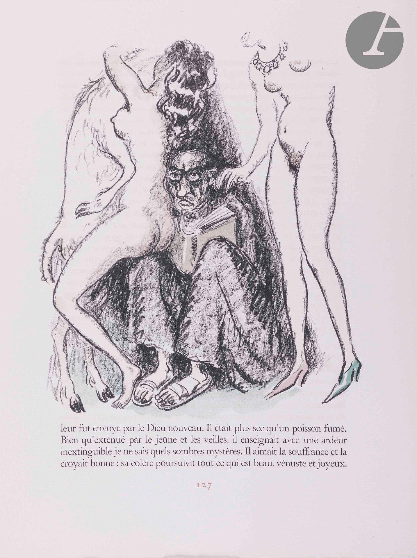 VAN DONGEN (Kees) - FRANCE (Anatole).
La Révolte des anges.
Paris : Scripta et Picta, 1951. — In-4, 367 x 277 : (1 f. blanc), 220 pp., (5 ff. dernier blanc), couverture illustrée. En feuilles, sous chemise et étui de l’éditeur. 

Superbe édition établie par le docteur A. Roudinesco, tirée à 225 exemplaires sur vélin de Lana plus quelques exemplaires nominatifs, illustrée de 58 lithographies originales en couleurs du peintre Kees VAN DONGEN (1877-1968).

Un des 210 exemplaires numérotés en chiffres arabes, parfaitement conservé.
