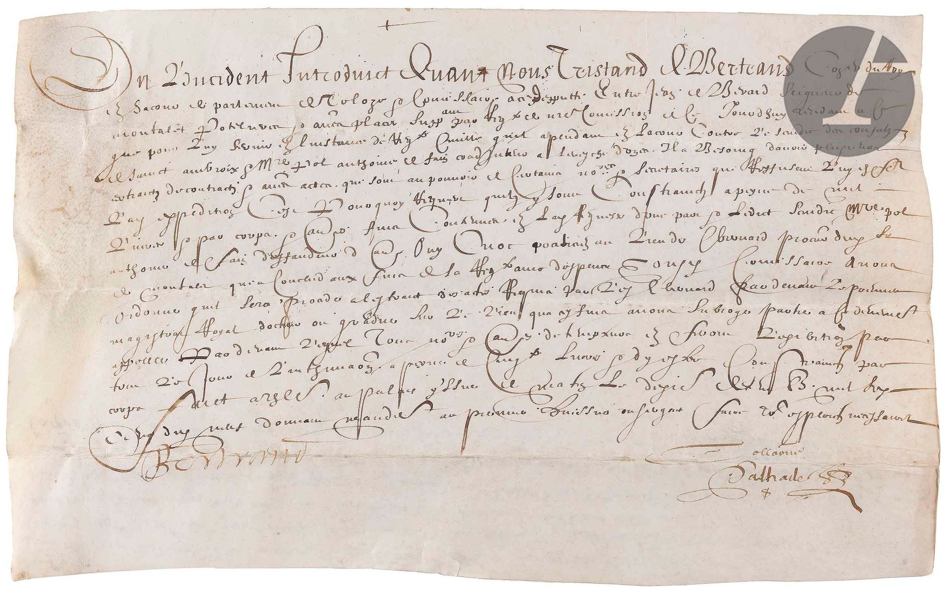 [BÉRARD DE MONTALET (Famille)]. [LANGUEDOC]. [TARN]. [HAUTE-GARONNE].
Deux actes relatifs à la famille Bérard de Montalet, établie dans le Languedoc, originaire des Cévennes. 
En français, actes sur parchemin. 

Condamnation à payer imposée à Jean de Bérard sieur de Montalet, Castres, 29 mars 1604.
Acte émanant du Parlement de Toulouse relatif à Jean de Bérard, Toulouse, acte daté 1619.