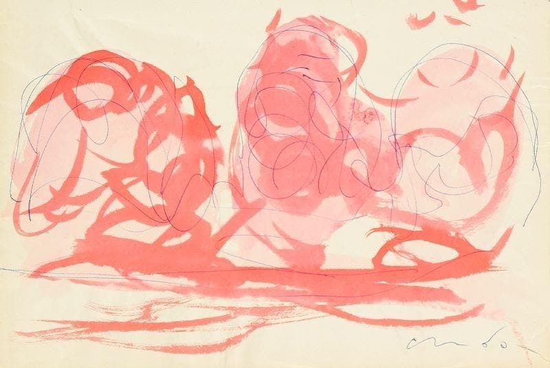 Lucio FONTANA (1899-1968)
Ambiente spaziale, 1960 Encre rouge et stylo bille sur papier. Signé en bas à droite. H: 22. 30 x 32. 90 cm Commentaire: Référencé dans les archives des dessins de Lucio Fontana au numéro 342/28.