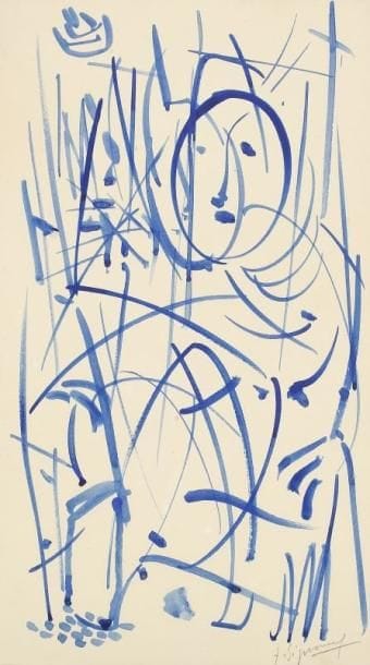 Jean SIGNOVERT (1919-1981)
Personnage bleu Aquarelle. Signé en bas à droite. H: 31. 50 x 48. 50 cm