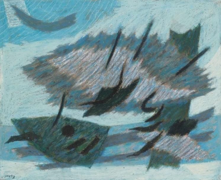Henri GOETZ (franco américain) (1909-1989)
Plateau de la Justice, 1966 Pastel. Signé en bas à gauche. H: 33 x 40. 50 cmBibliographie: Figurera dans le Tome 2 du catalogue raisonné des oeuvres d'Henri Goetz actuellement en préparation par Frédéric Nocera.