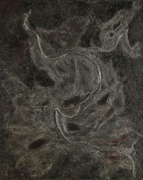 Guillaume Hoorickx dit ORIX (belge) (1900-1983)
Jute noyé, 1966 Technique mixte. Signée, datée et située "Paris" au dos. H: 75 x 65 cm